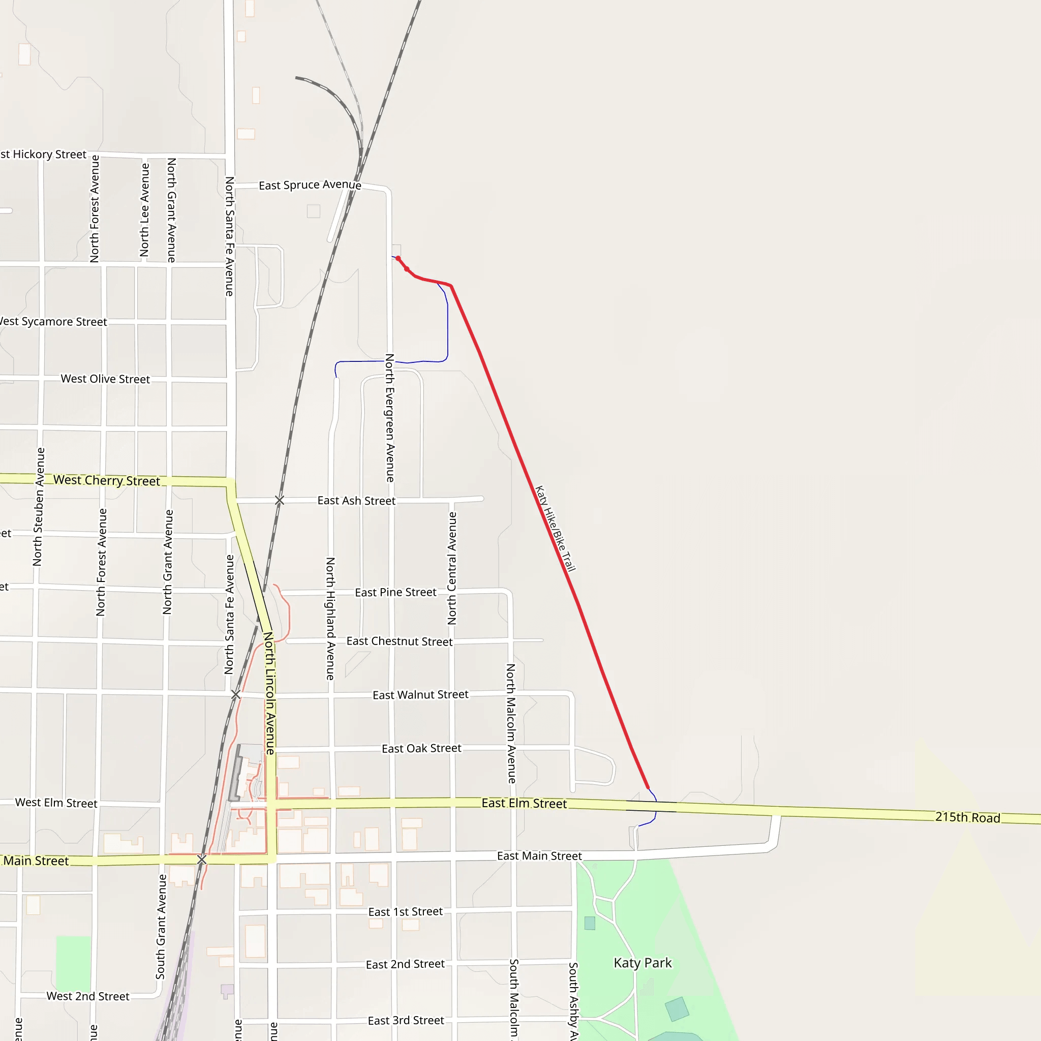Katy Hike Trail mobile static map