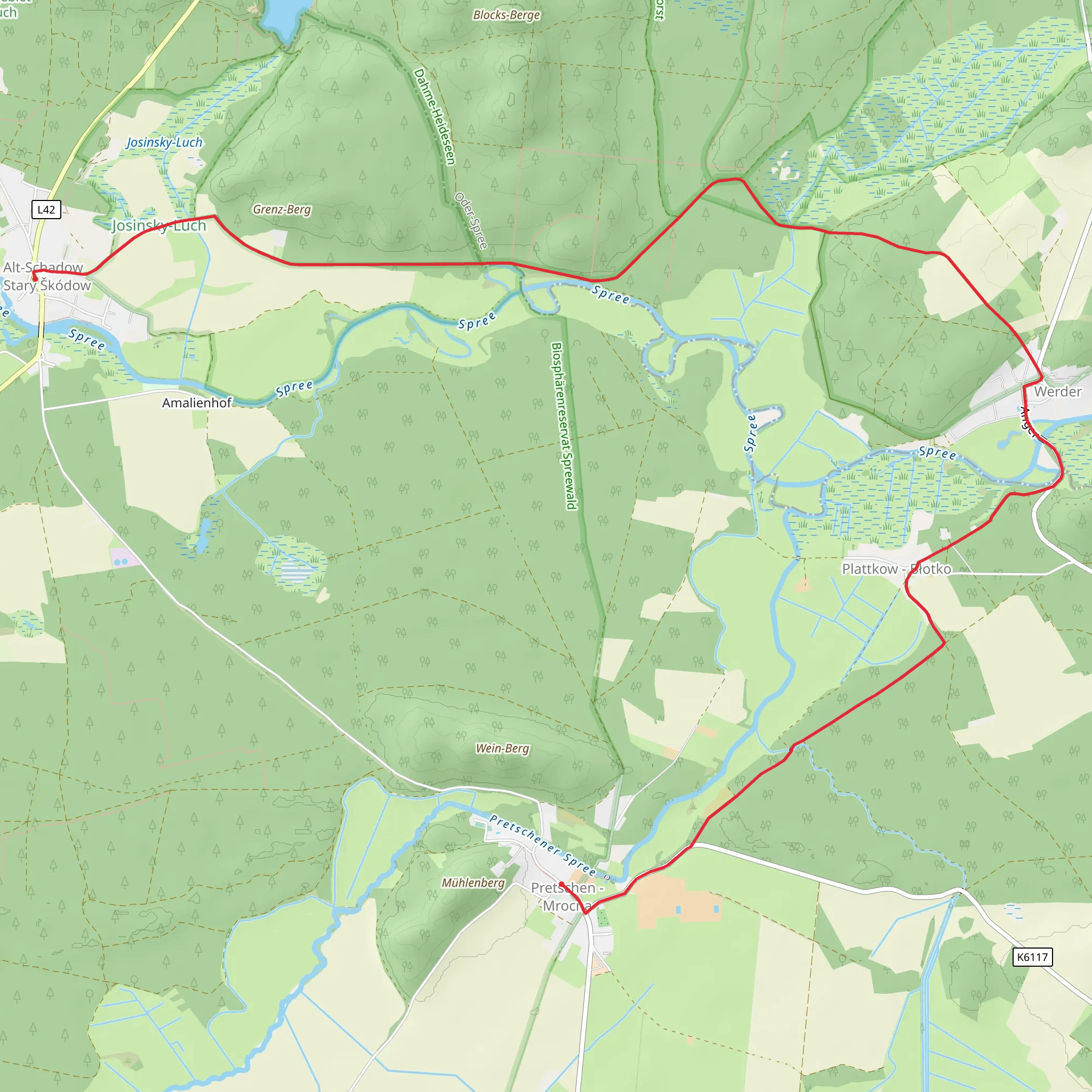 Wanderweg Alt Schadow-Werder-Plattkow mobile static map