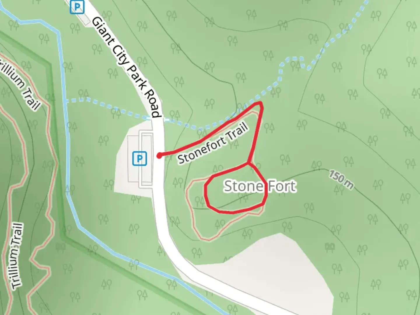 An image depicting the trail Stonefort Loop Trail and its surrounding area.