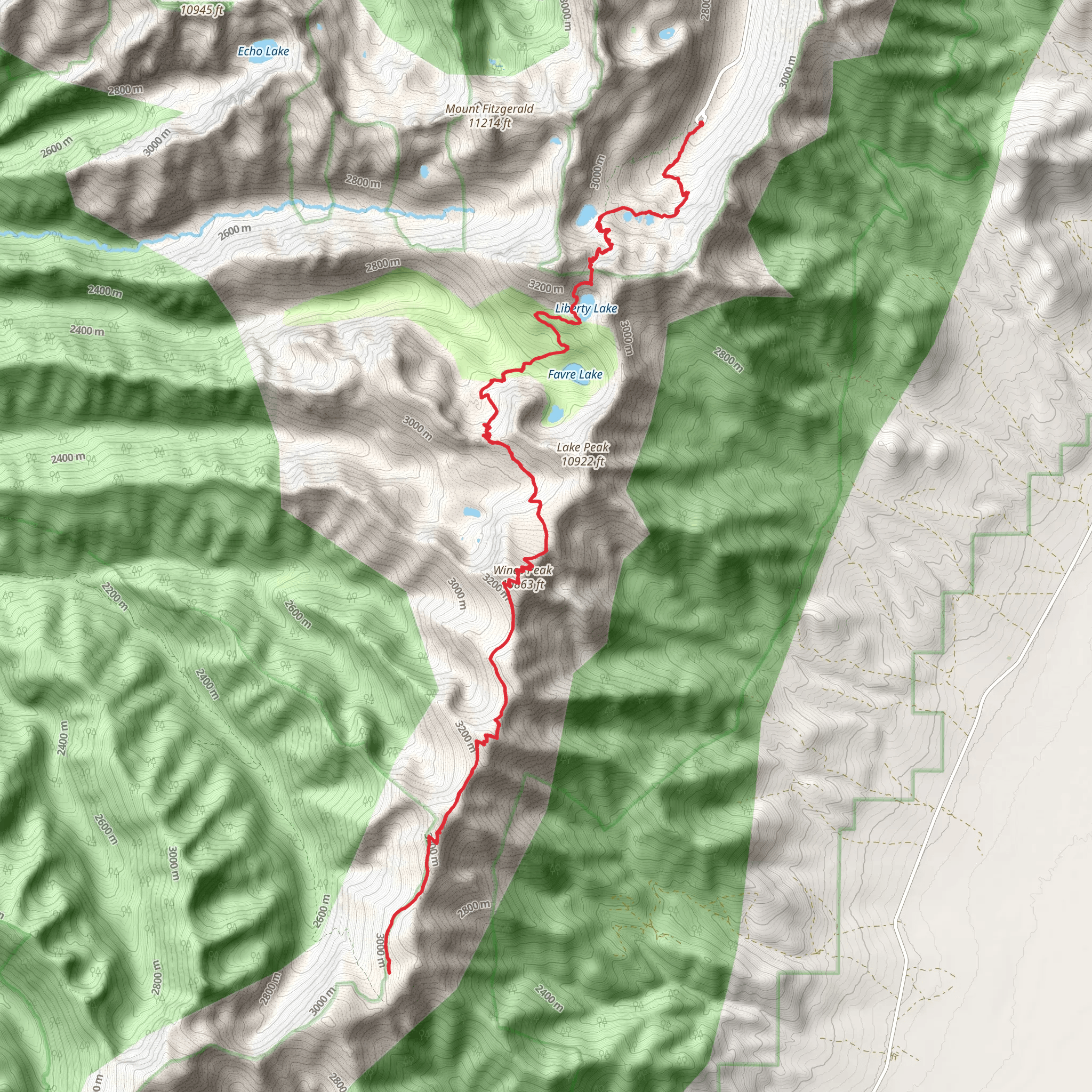 Ruby Crest National Recreation Trail, Wines Peak, Liberty Lake, Dollar Lakes Trail mobile static map