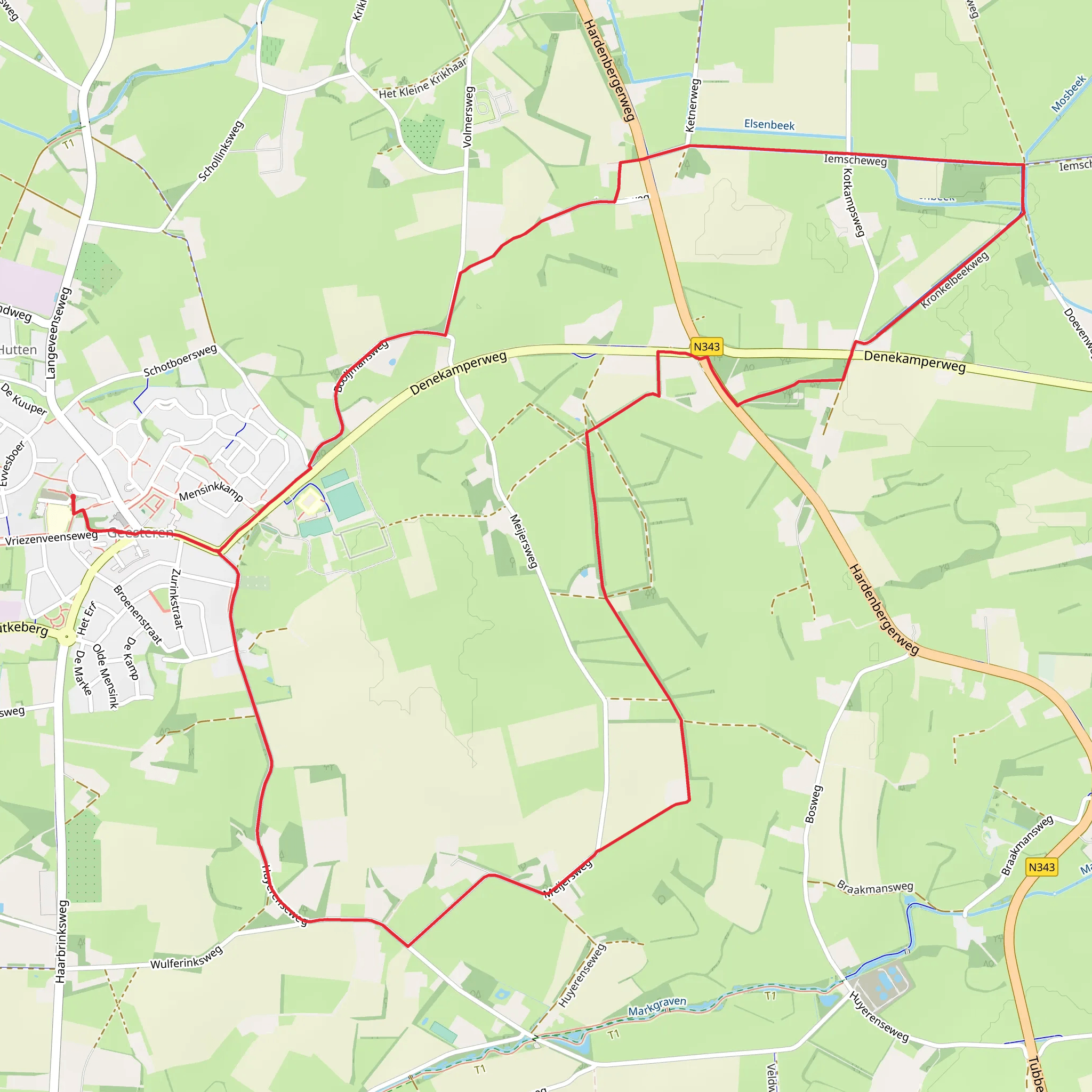 De Huijer Oranje Route and Geesteren Rode Route Loop mobile static map
