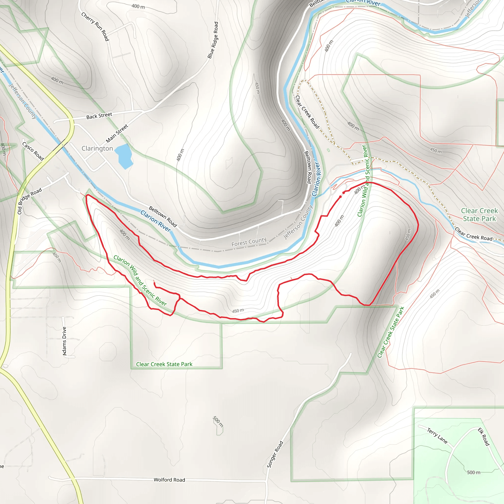 Clear Creek and Tadler Loop mobile static map