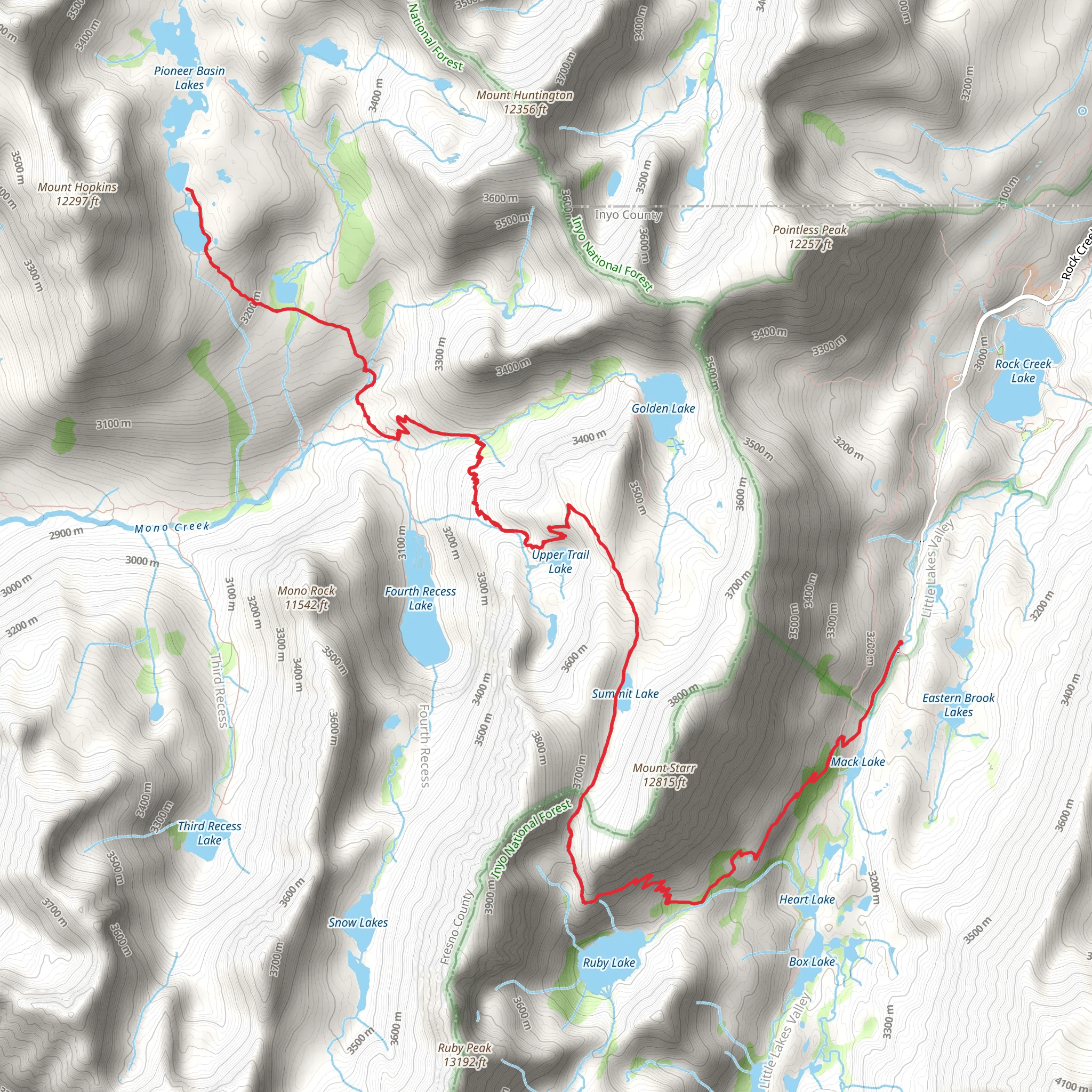 Ruby Lake Trail and Pioneer Basin Trail mobile static map