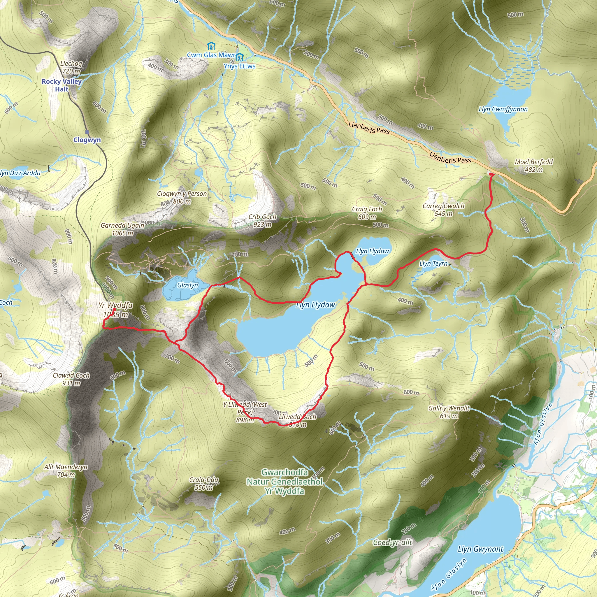 Y Gribin and Y Lliwedd Circular mobile static map
