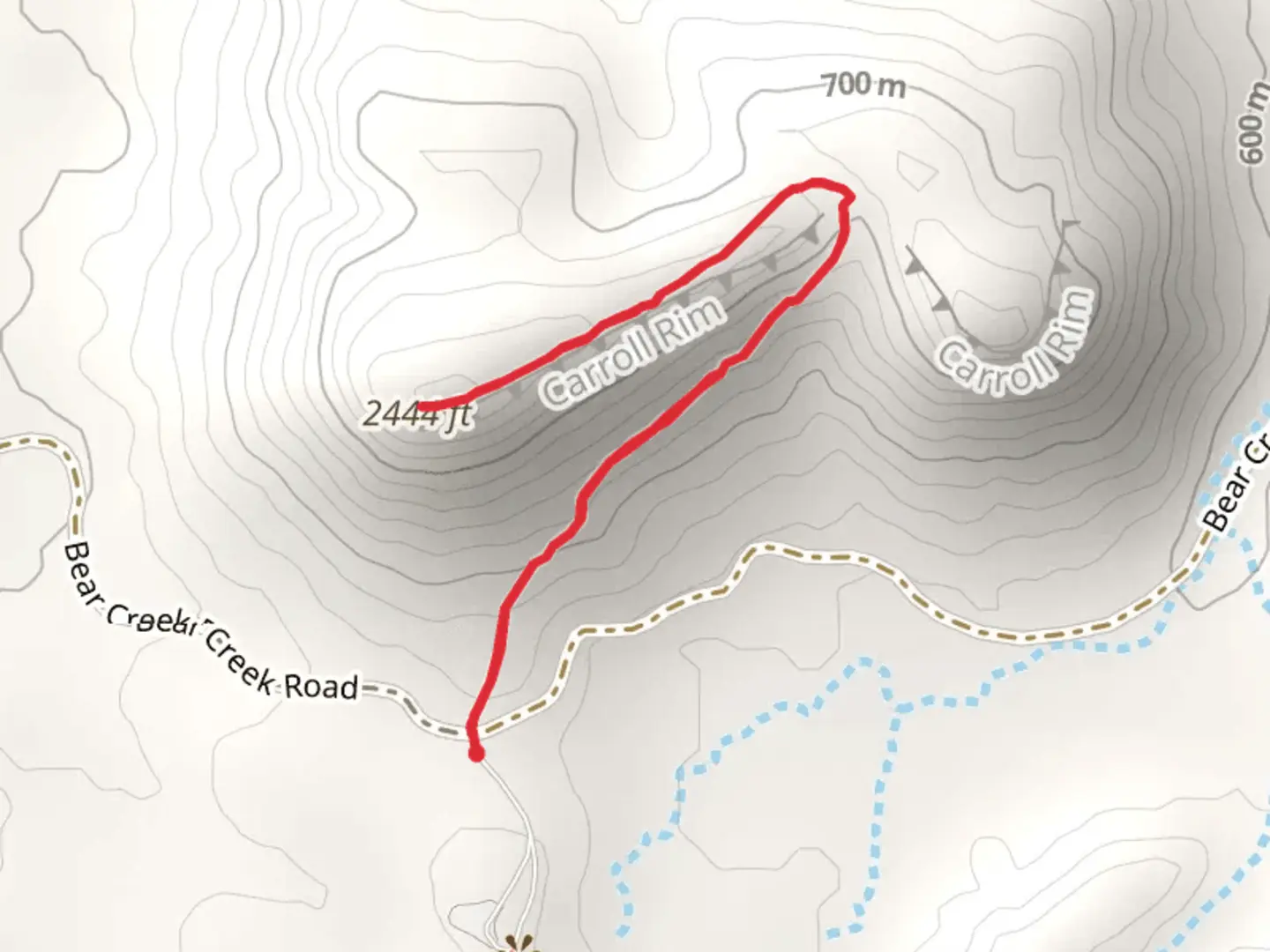 An image depicting the trail Carroll Rim Trail and its surrounding area.