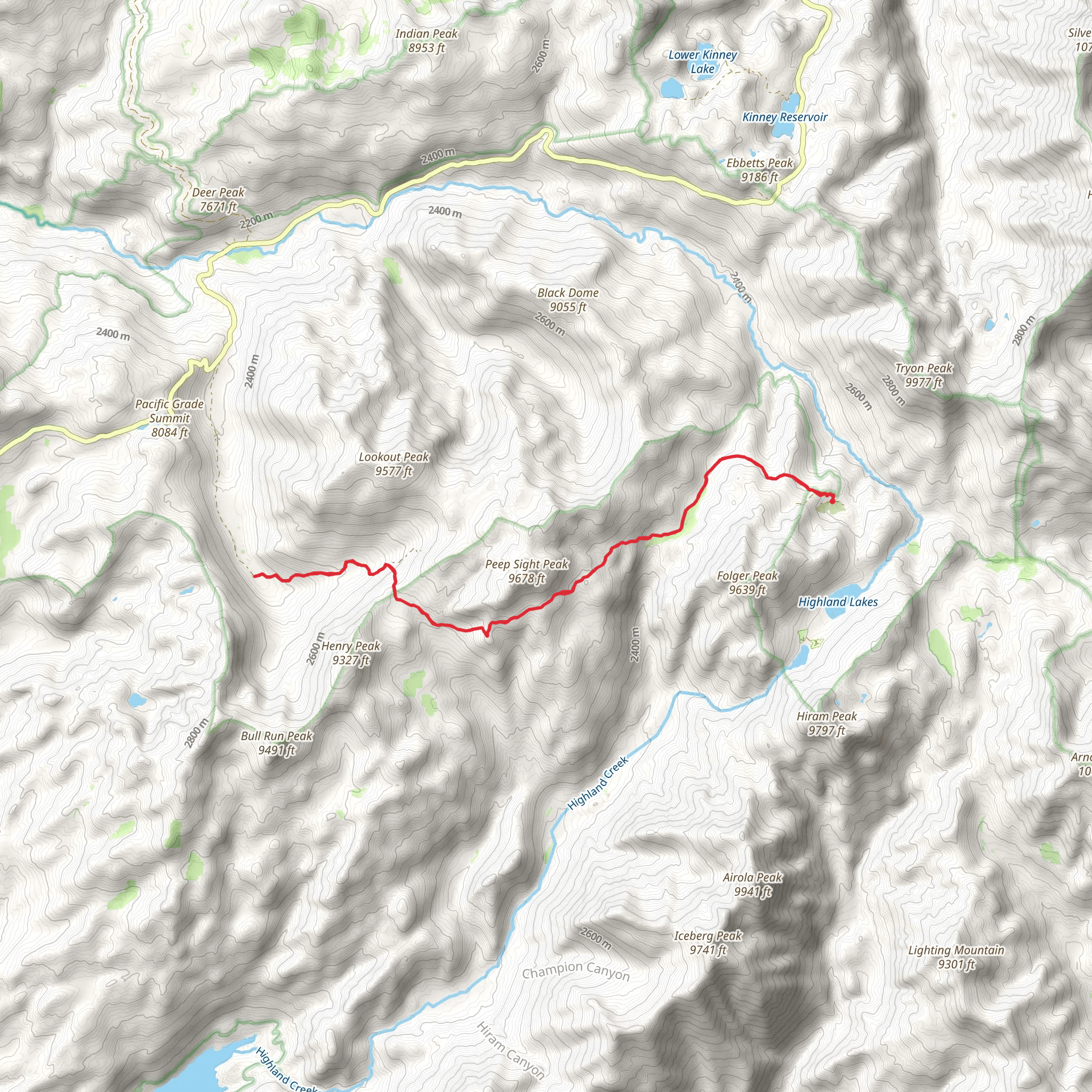 Milk Ranch Meadow Trail via Marshal Canyon Trail mobile static map