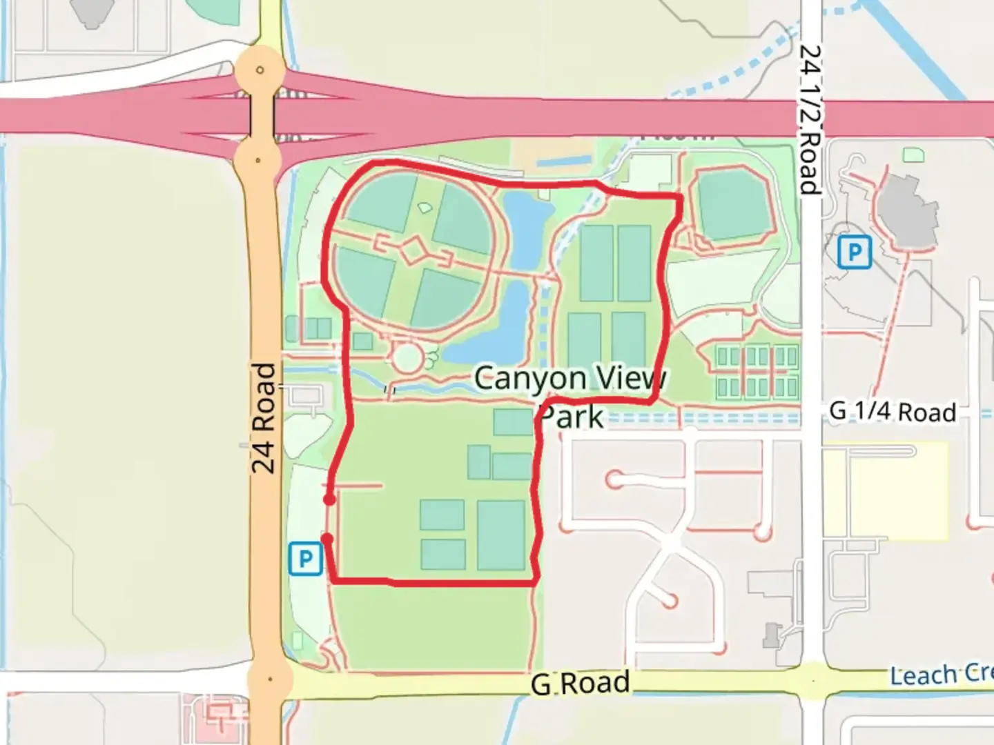 An image depicting the trail Canyon View Park Loop and its surrounding area.
