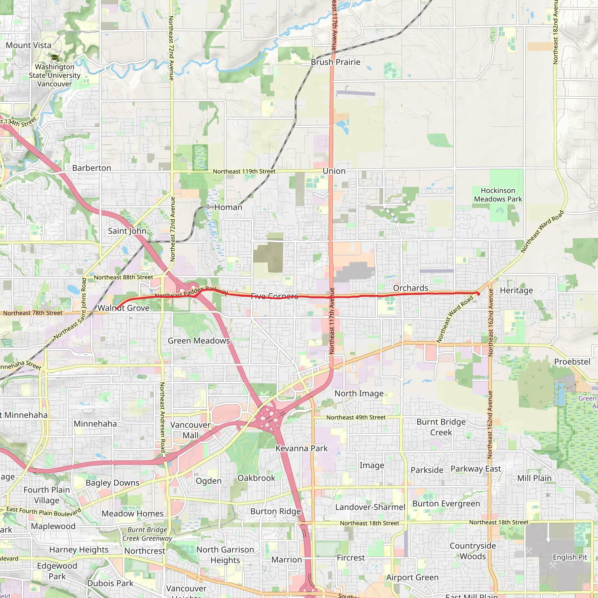 Padden Parkway Trail mobile static map