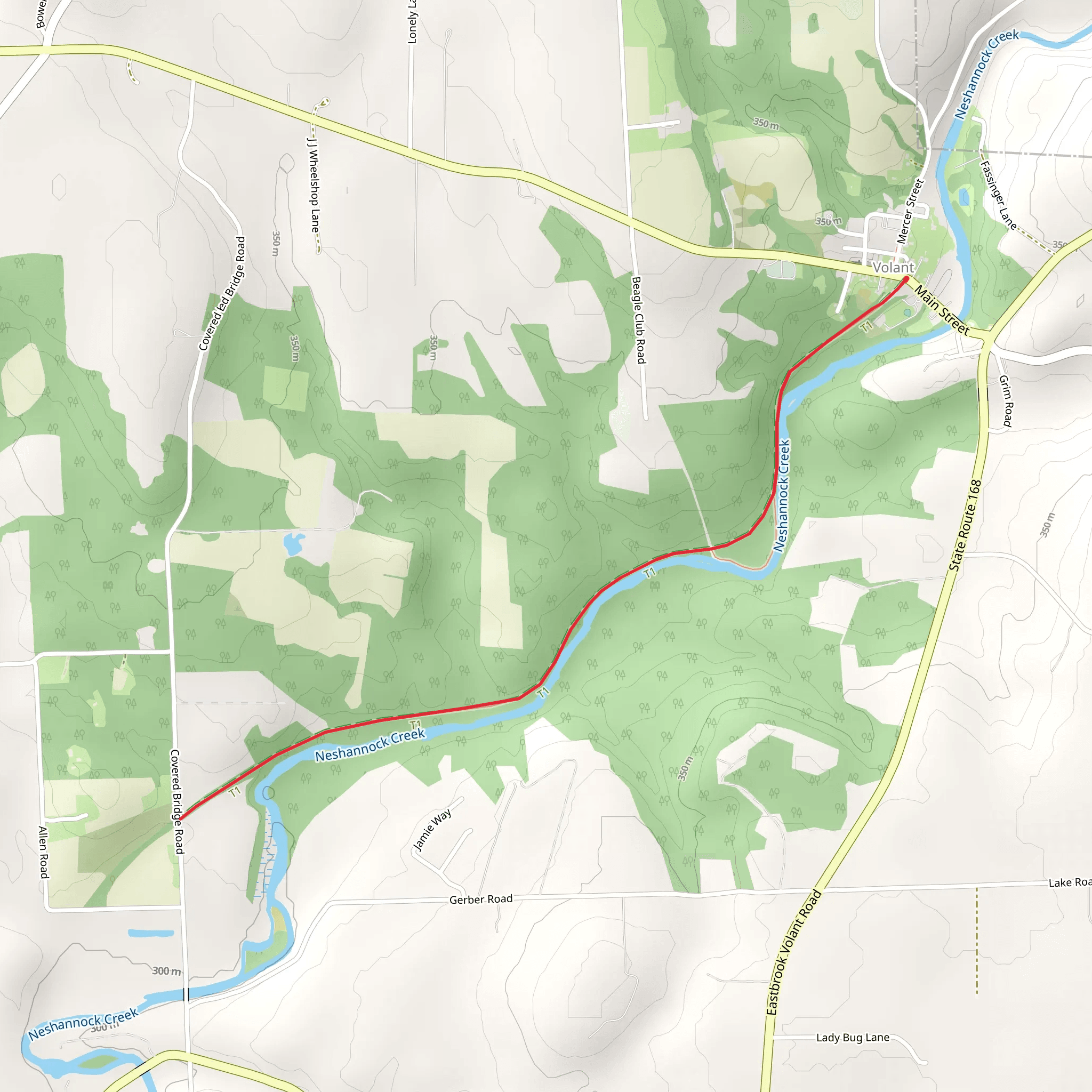 Neshannock Creek Trail from Volant mobile static map