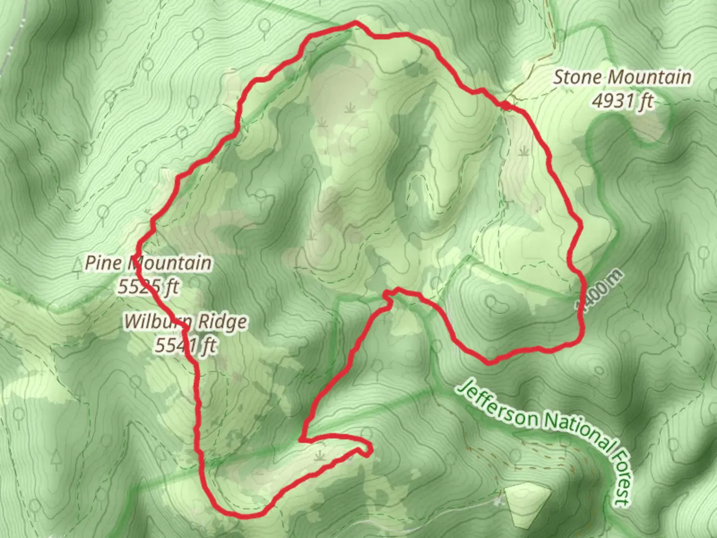 An image depicting the trail Pine Mountain Wilburn Ridge Loop via Appalchian Trail and its surrounding area.