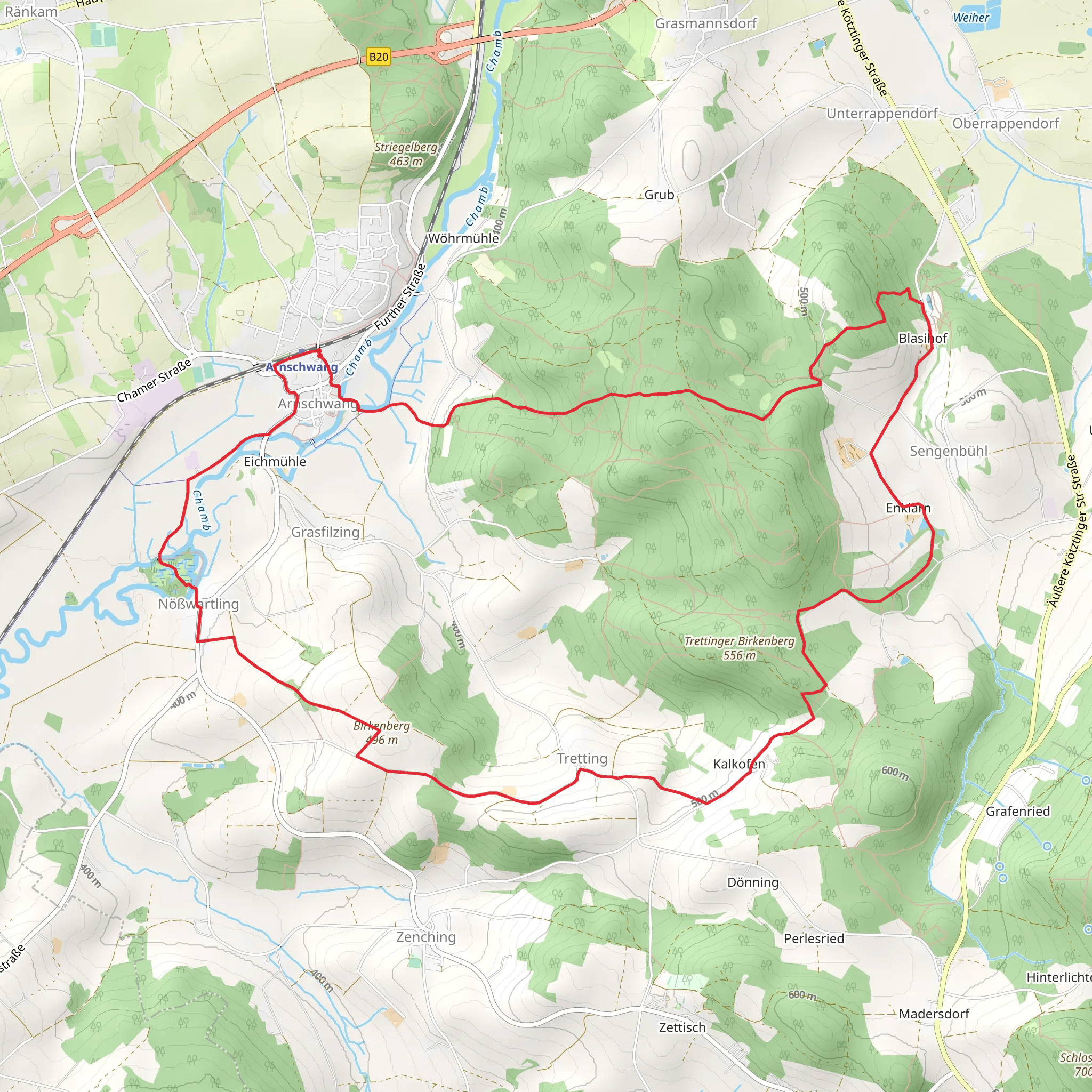 Arnschwang and Birkenberg Loop mobile static map