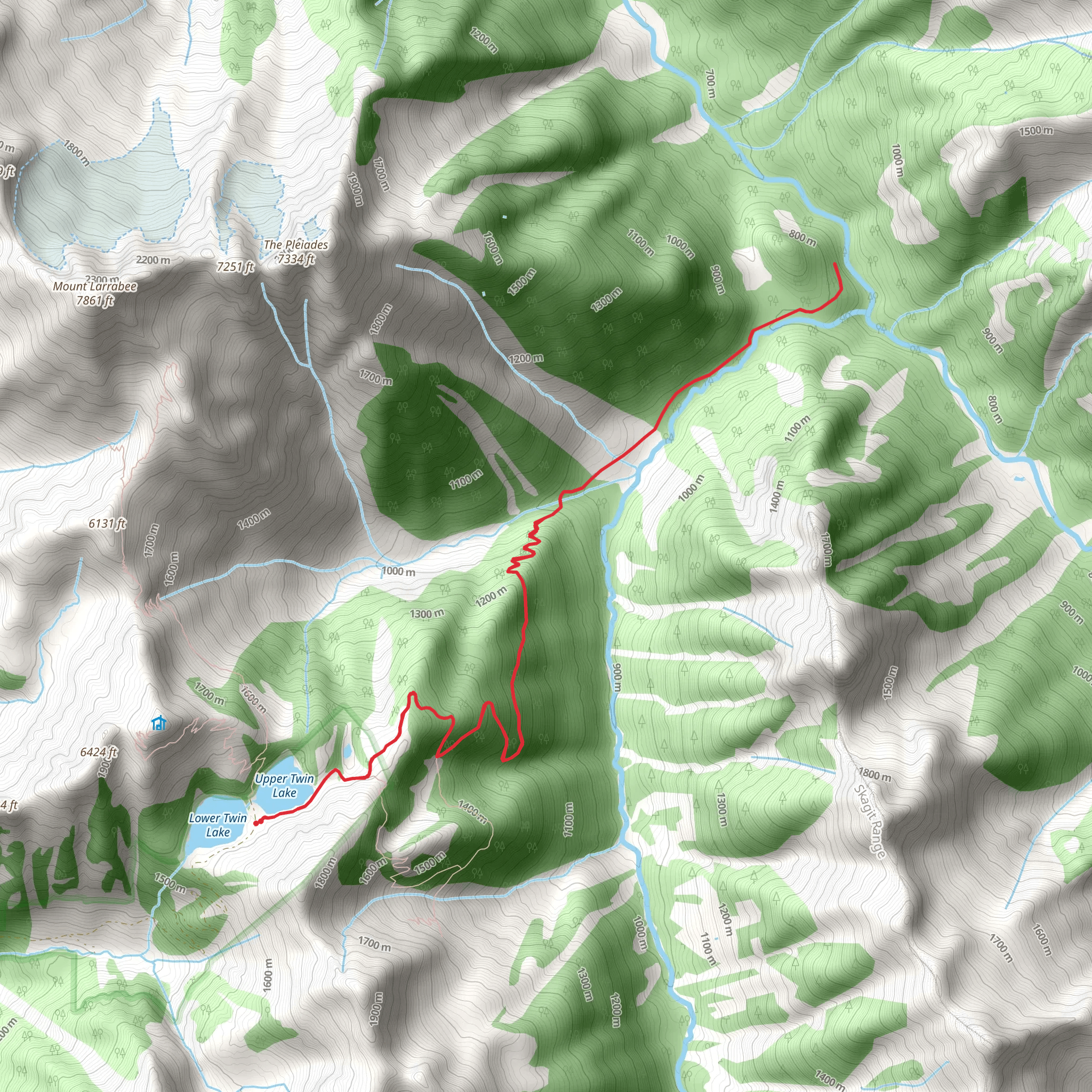 Twin Lakes to Silesia Creek Trail mobile static map