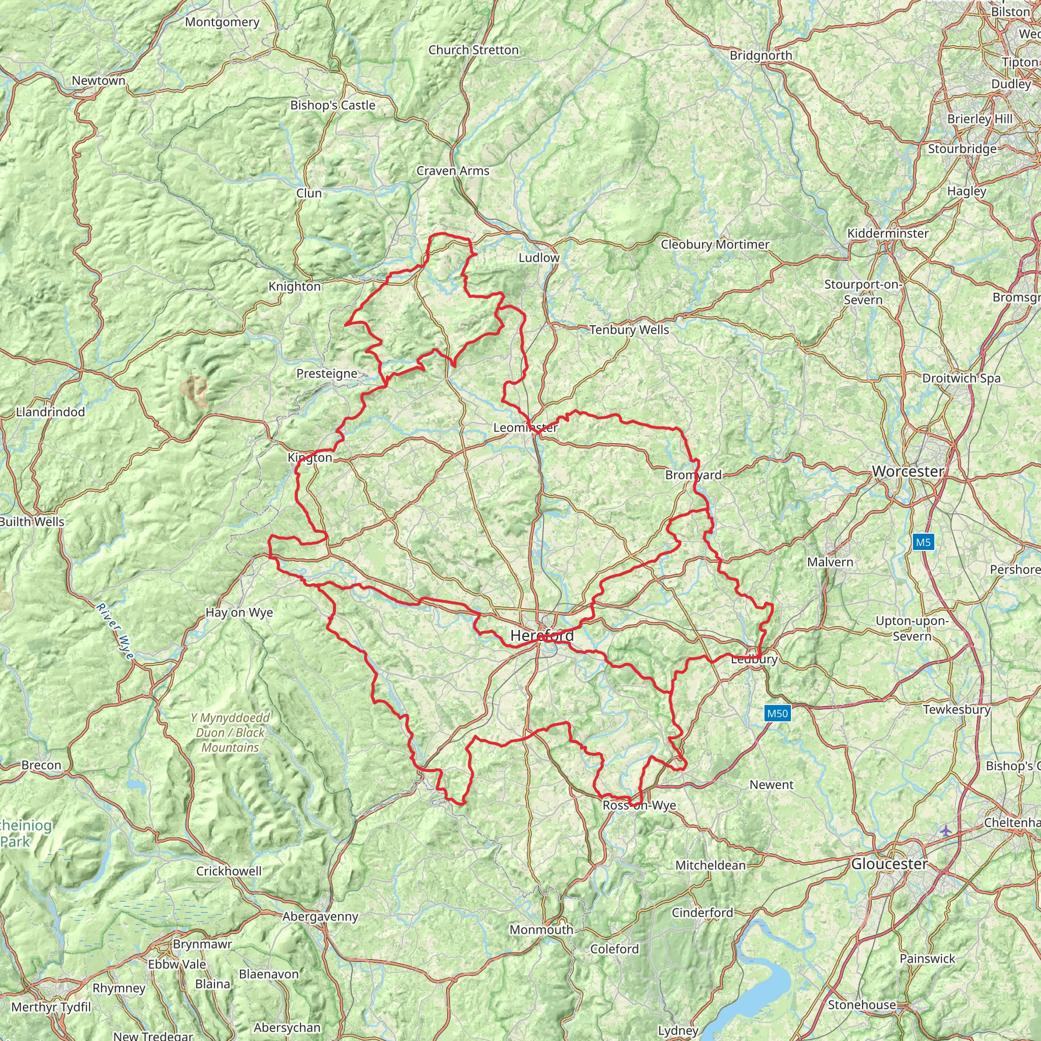 Herefordshire Trail mobile static map