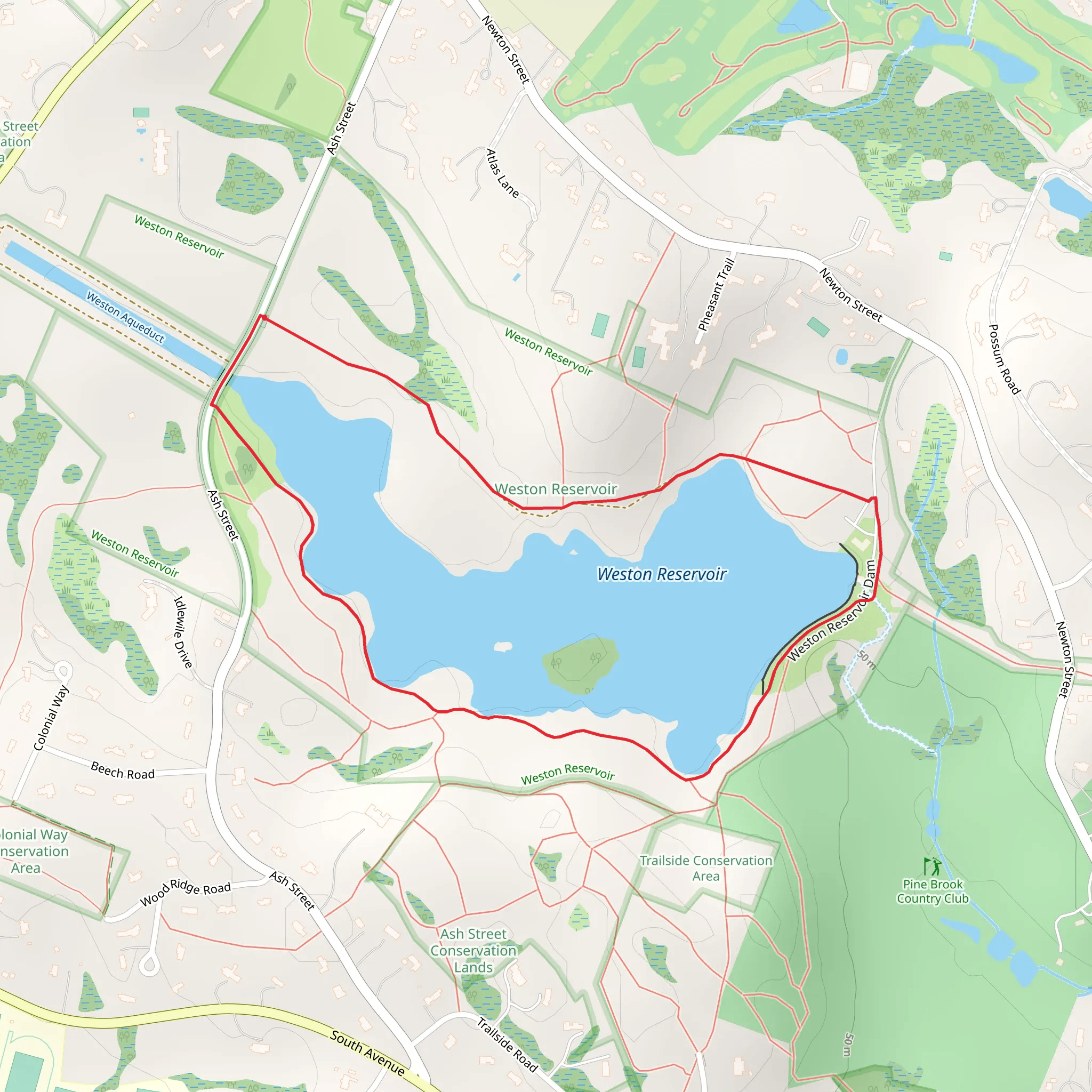 Weston Reservoir Loop mobile static map
