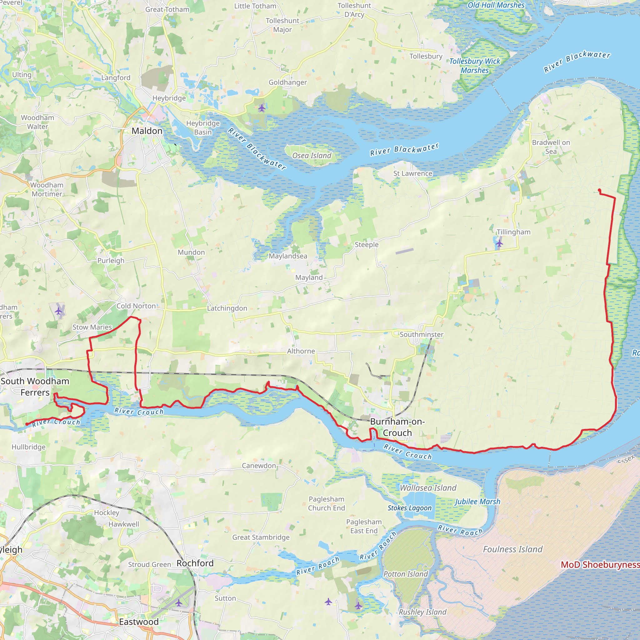 Lasso Essex - South Woodham Ferrers to Bradwell - on - Sea mobile static map