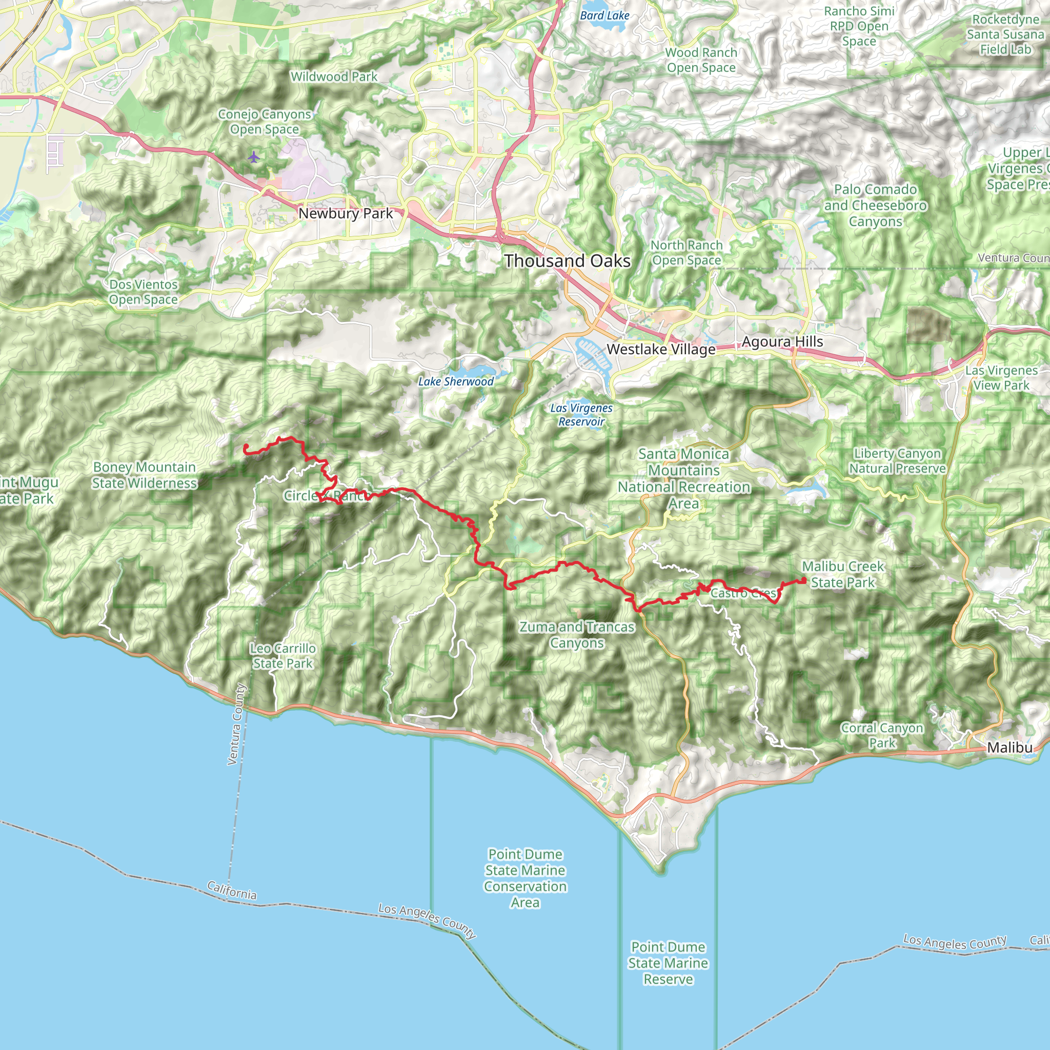 Backbone Trail from Corral Canyon Road mobile static map