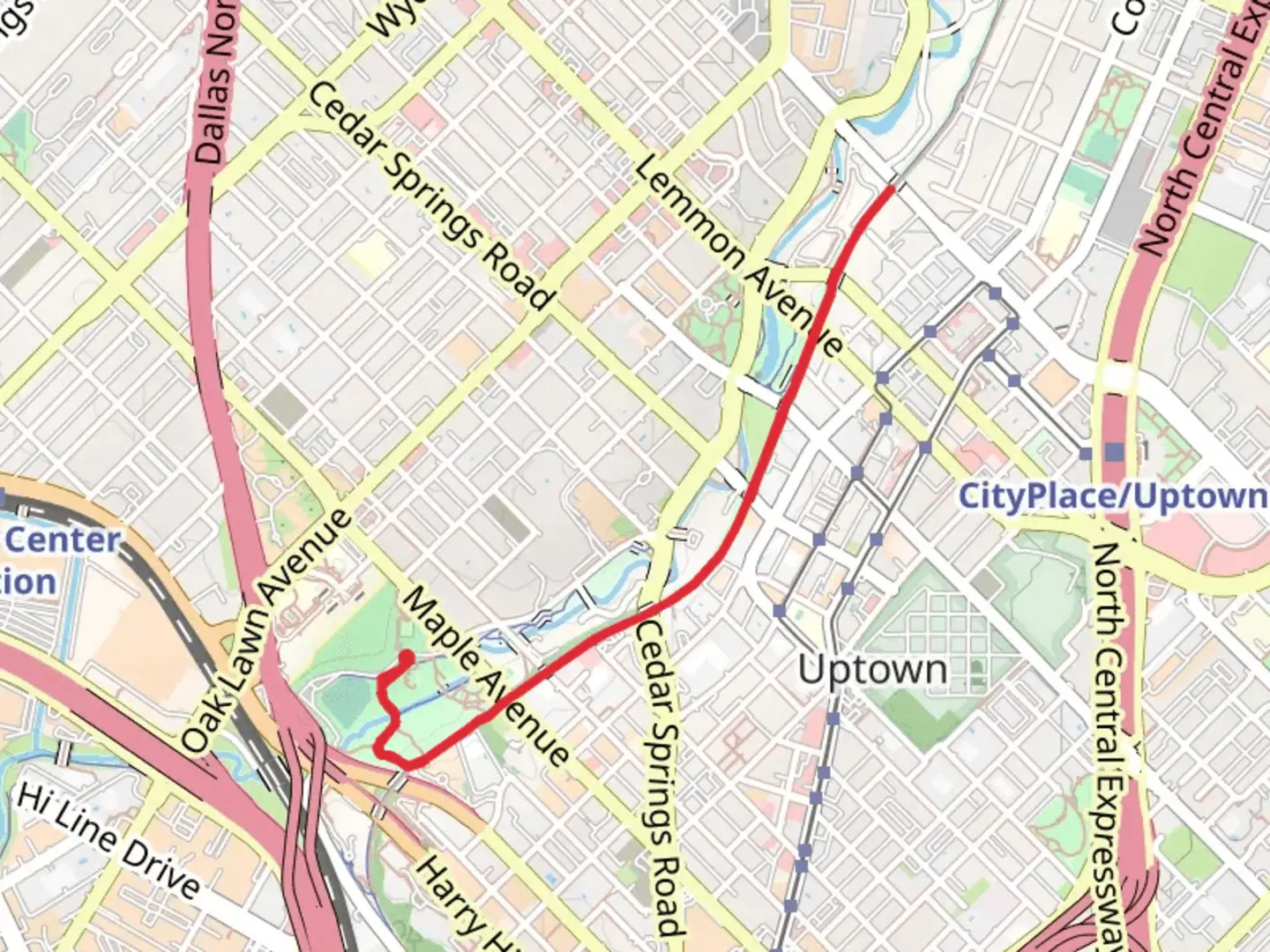 An image depicting the trail Reverchon Park - KATY Trail and its surrounding area.
