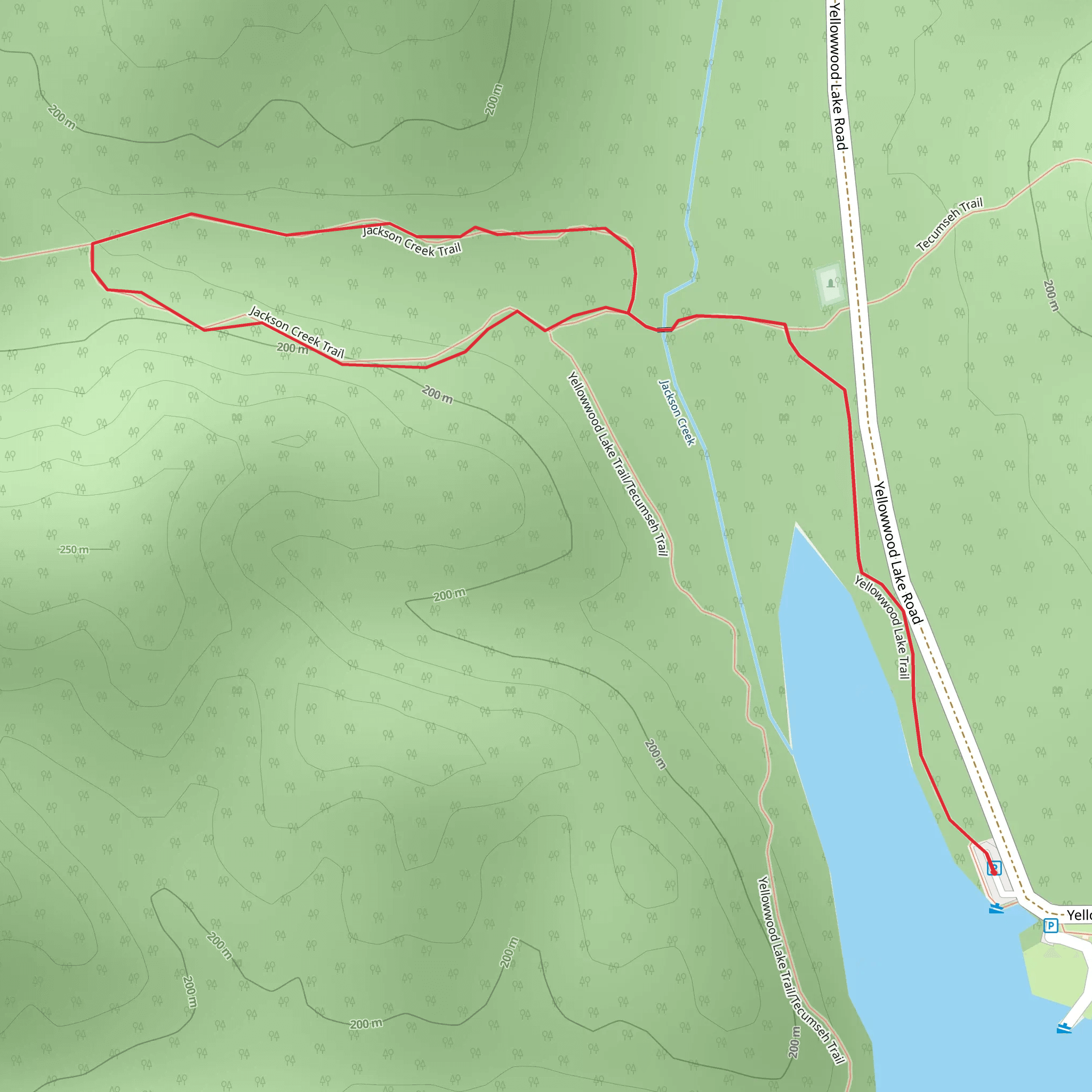 Jackson Creek Trail via Yellowwood Lake Trail mobile static map