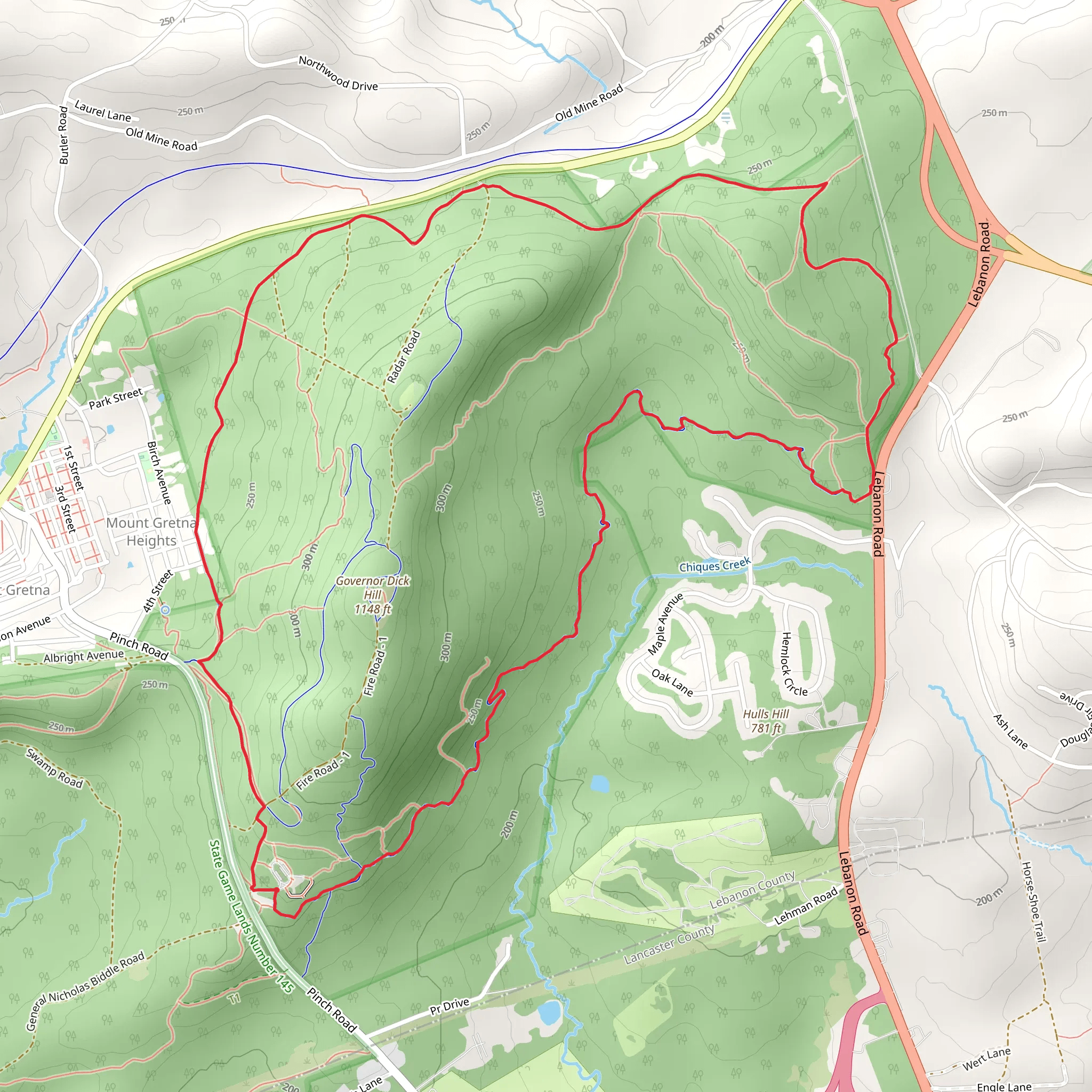 Governor Hill Loop Trail mobile static map