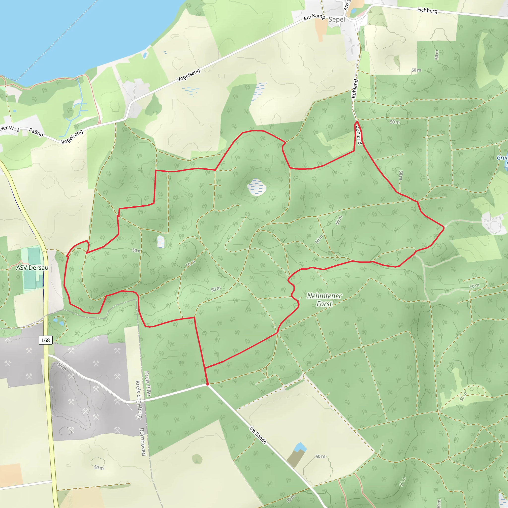 Nehmtener Forst Loop via Grippenberg mobile static map