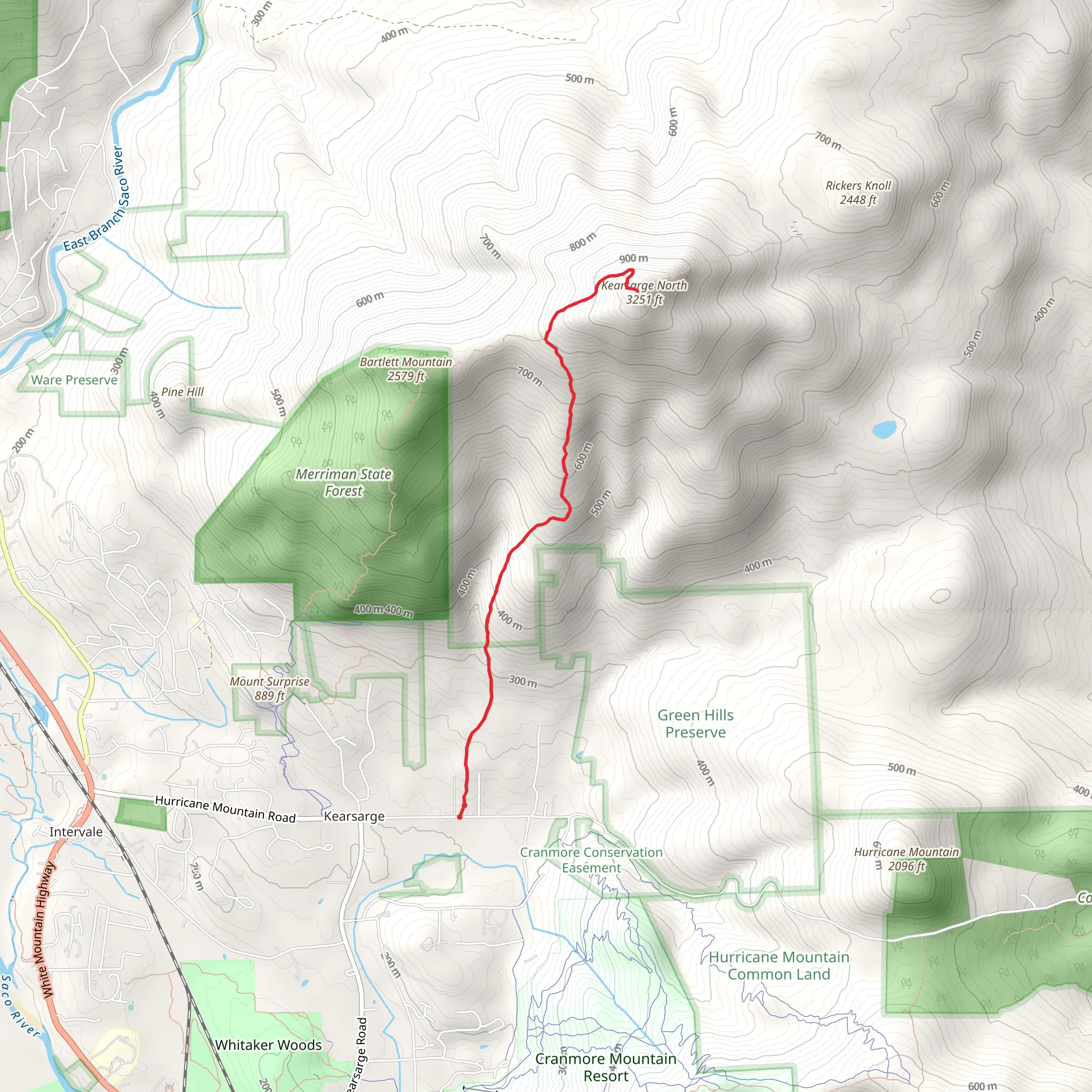Mount Kearsarge North Trail mobile static map