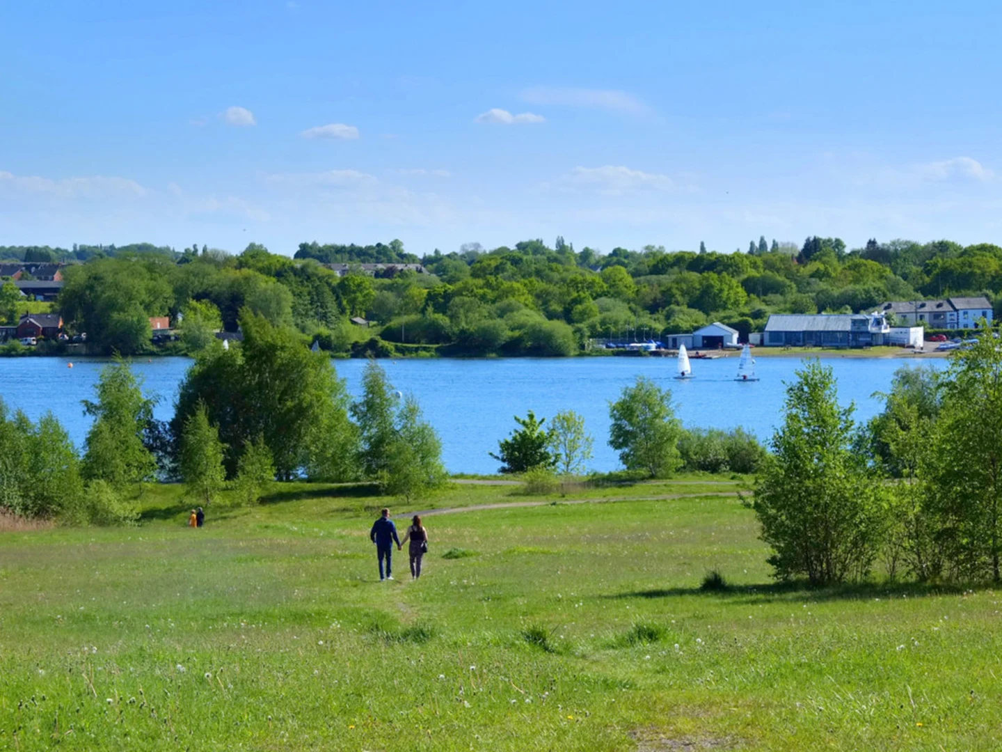 An image depicting the trail Boothstown Marina to Bamfurlong Bridge Walk via Leeds and Liverpool Canal and its surrounding area.