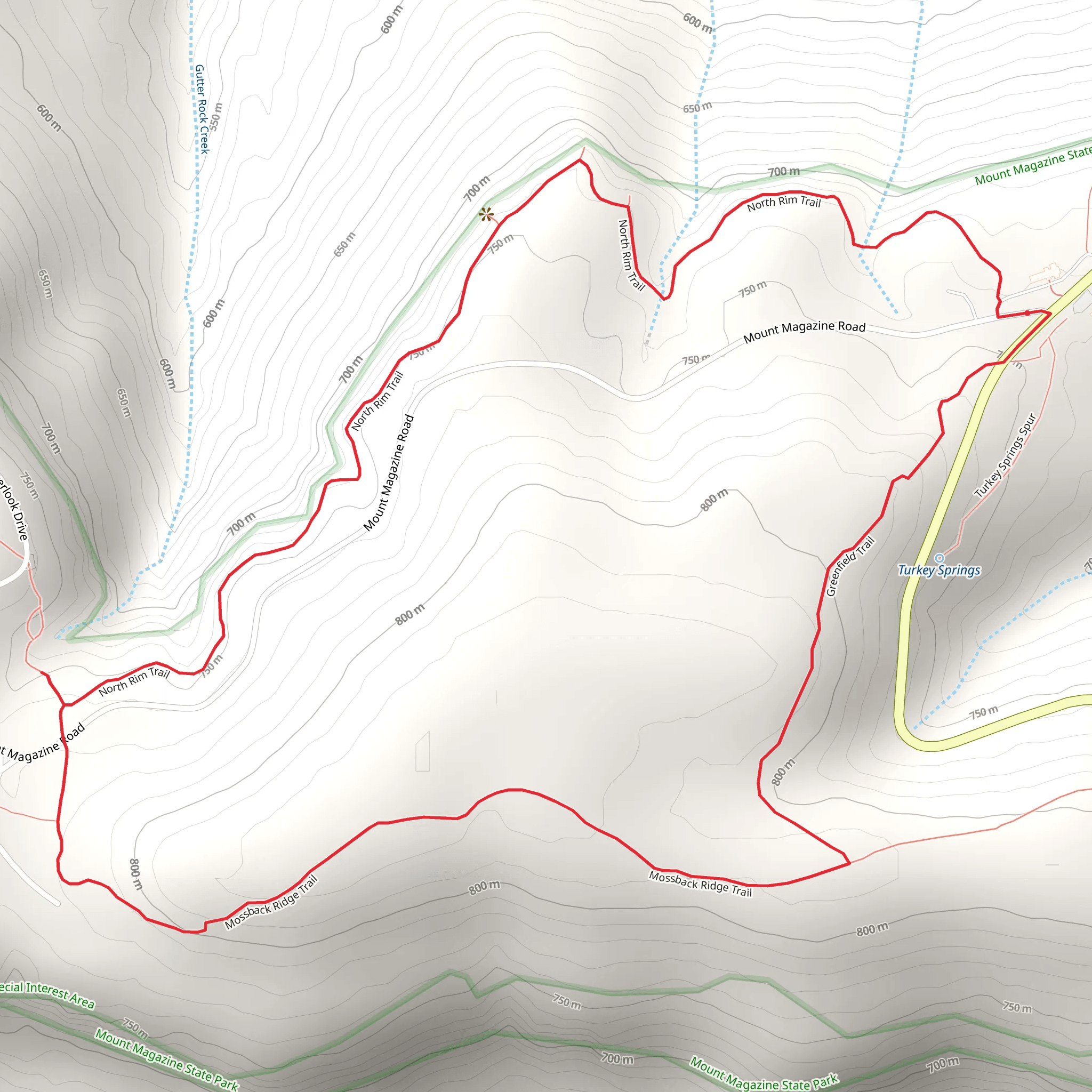 North Rim Trail, Greenfield Trail and Mossback Ridge Trail mobile static map