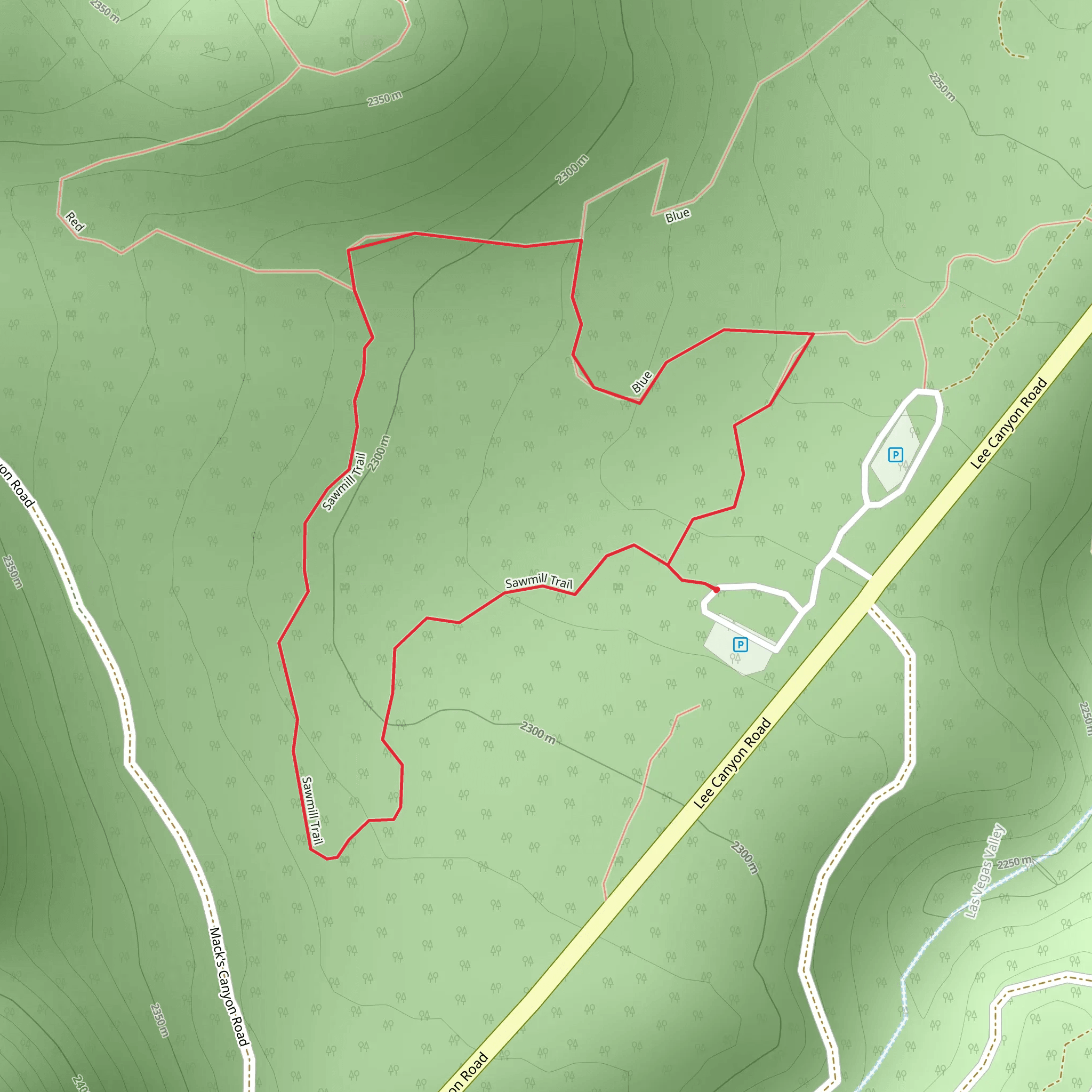 Sawmill Trail and Blue Loop mobile static map