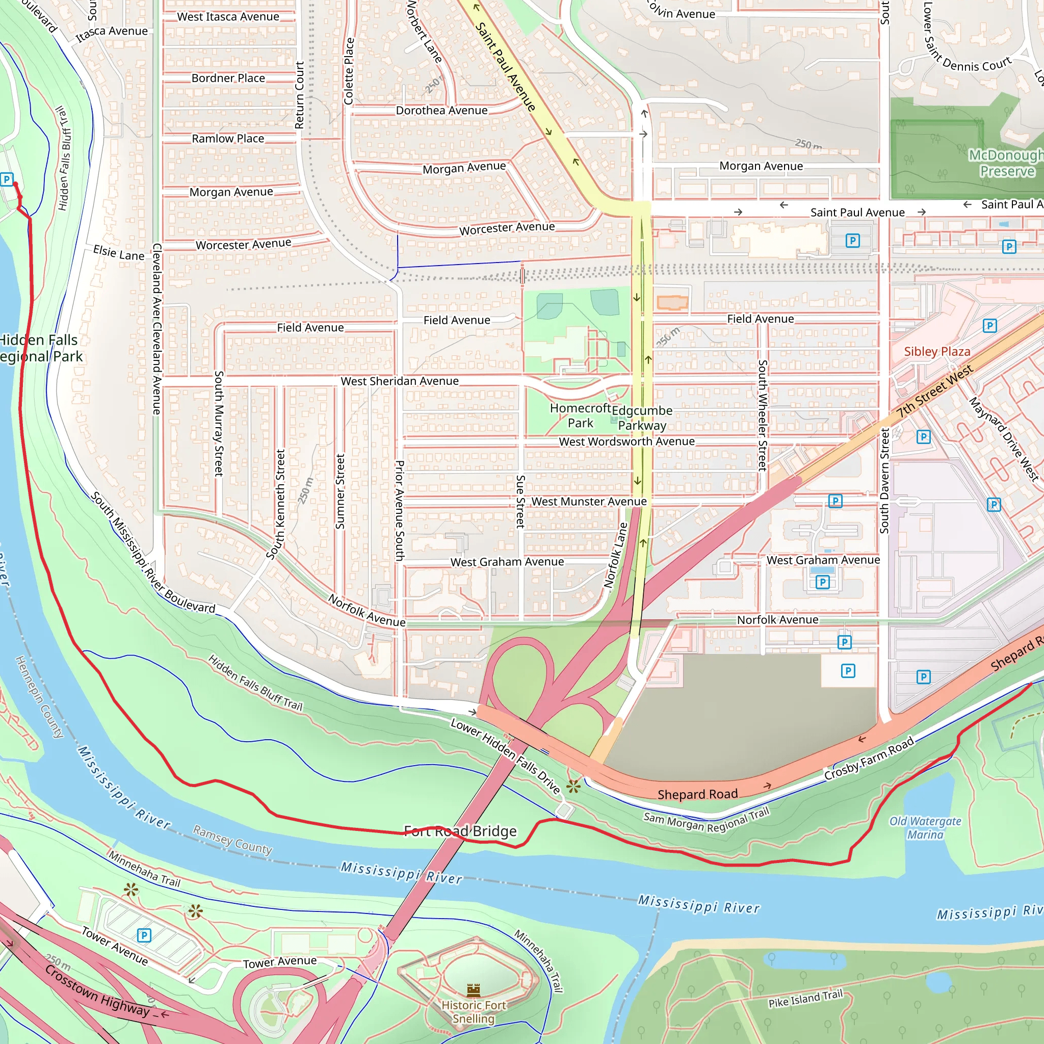 Mississippi River and Old Watergate Marine mobile static map