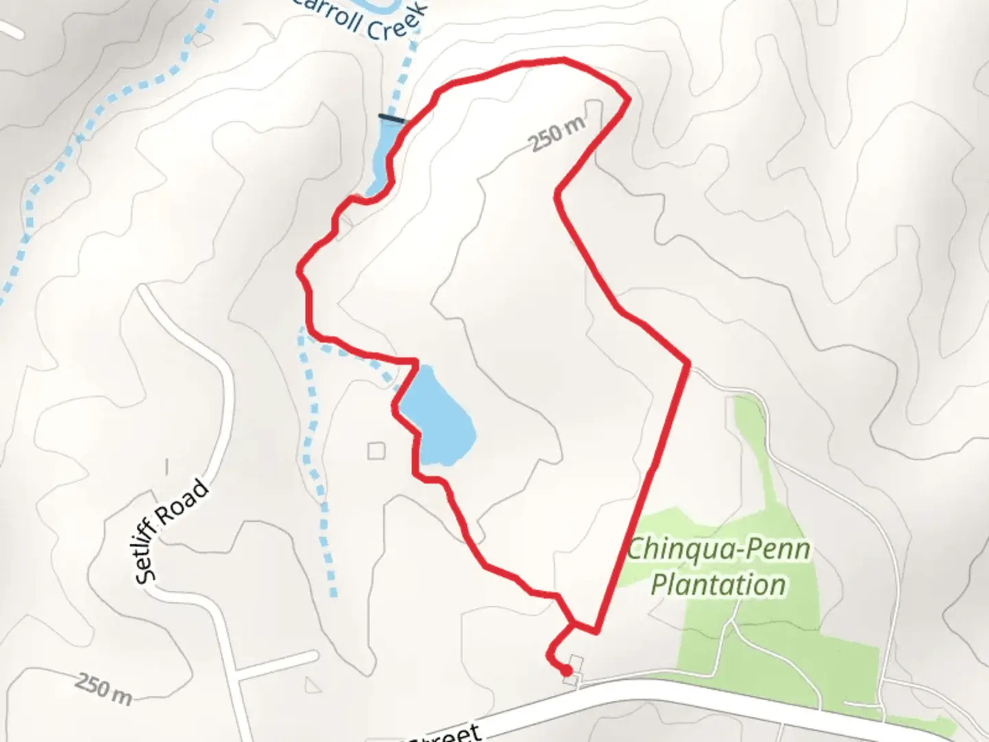 An image depicting the trail Chinqua-Penn Loop Trail and its surrounding area.