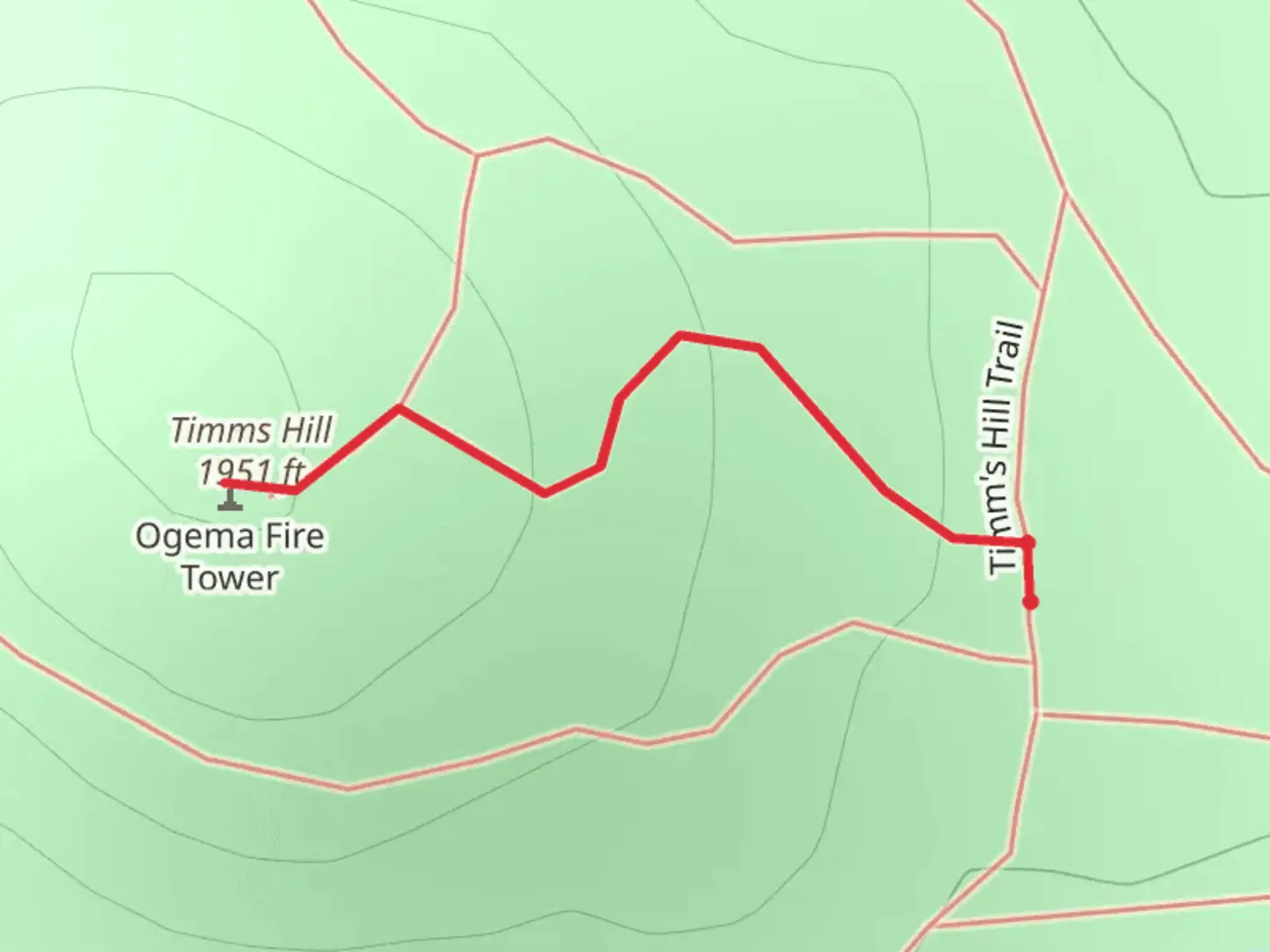 An image depicting the trail Timms Hill and its surrounding area.
