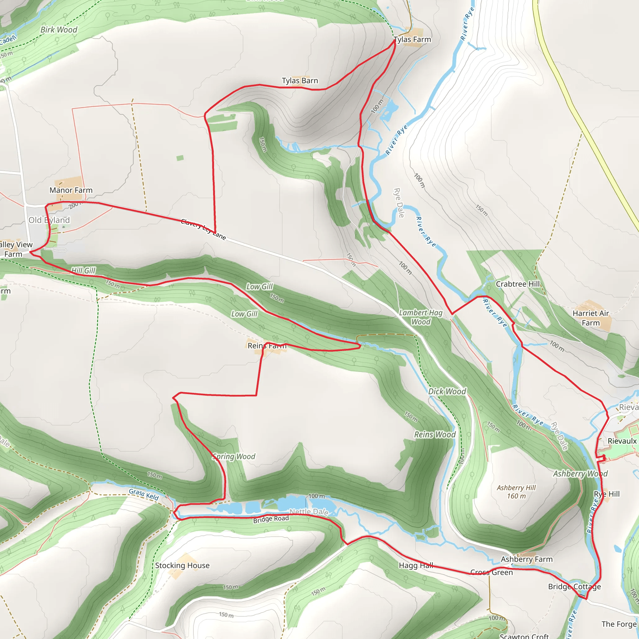 Rievaulx and Old Byland Loop via Spring Wood mobile static map