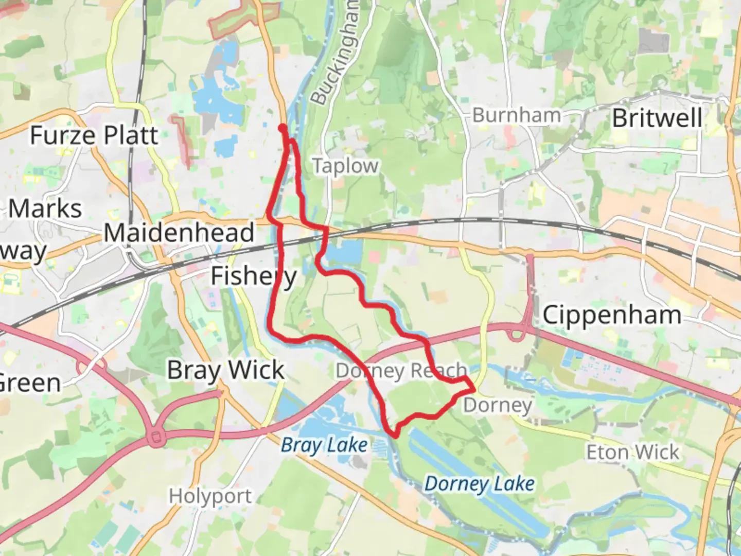 An image depicting the trail Jubilee River and River Thames via Thames Path and its surrounding area.
