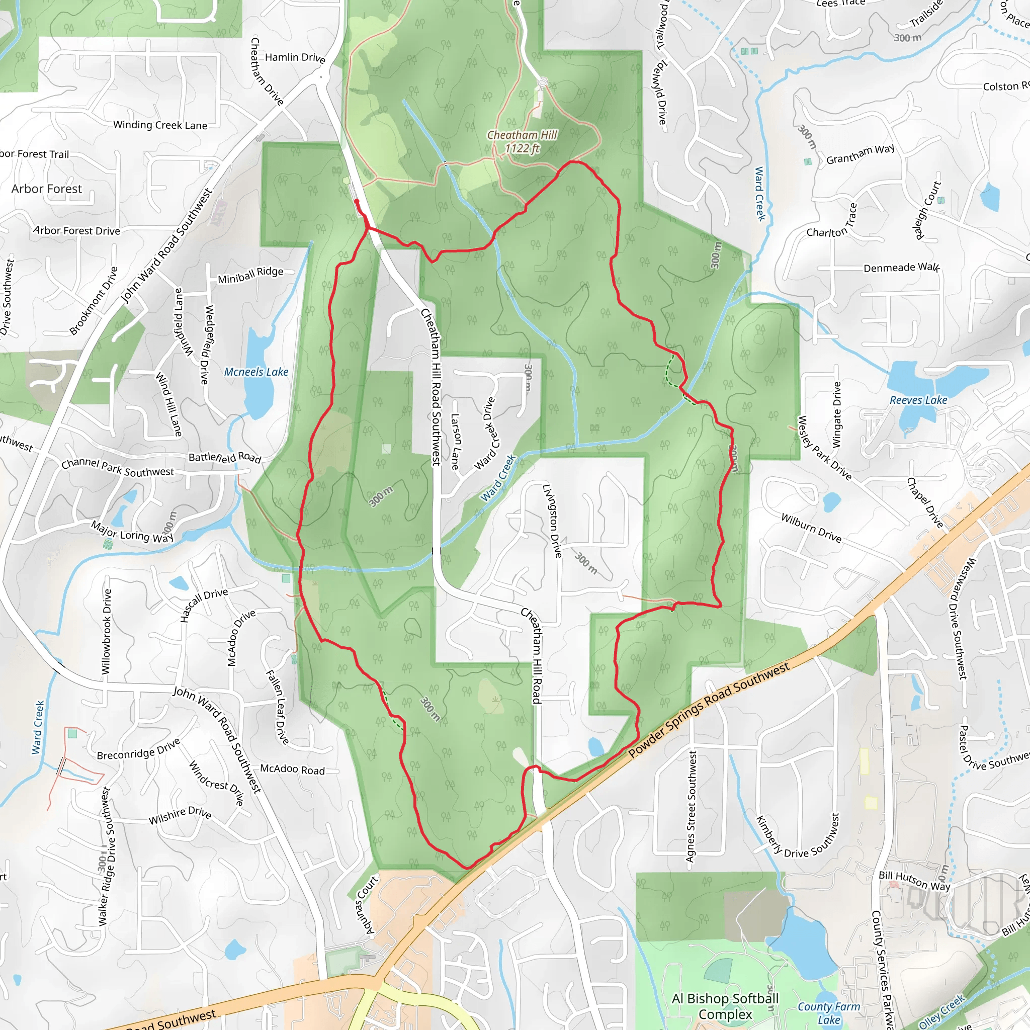 Kolb's Farm East and West Loop Trail mobile static map