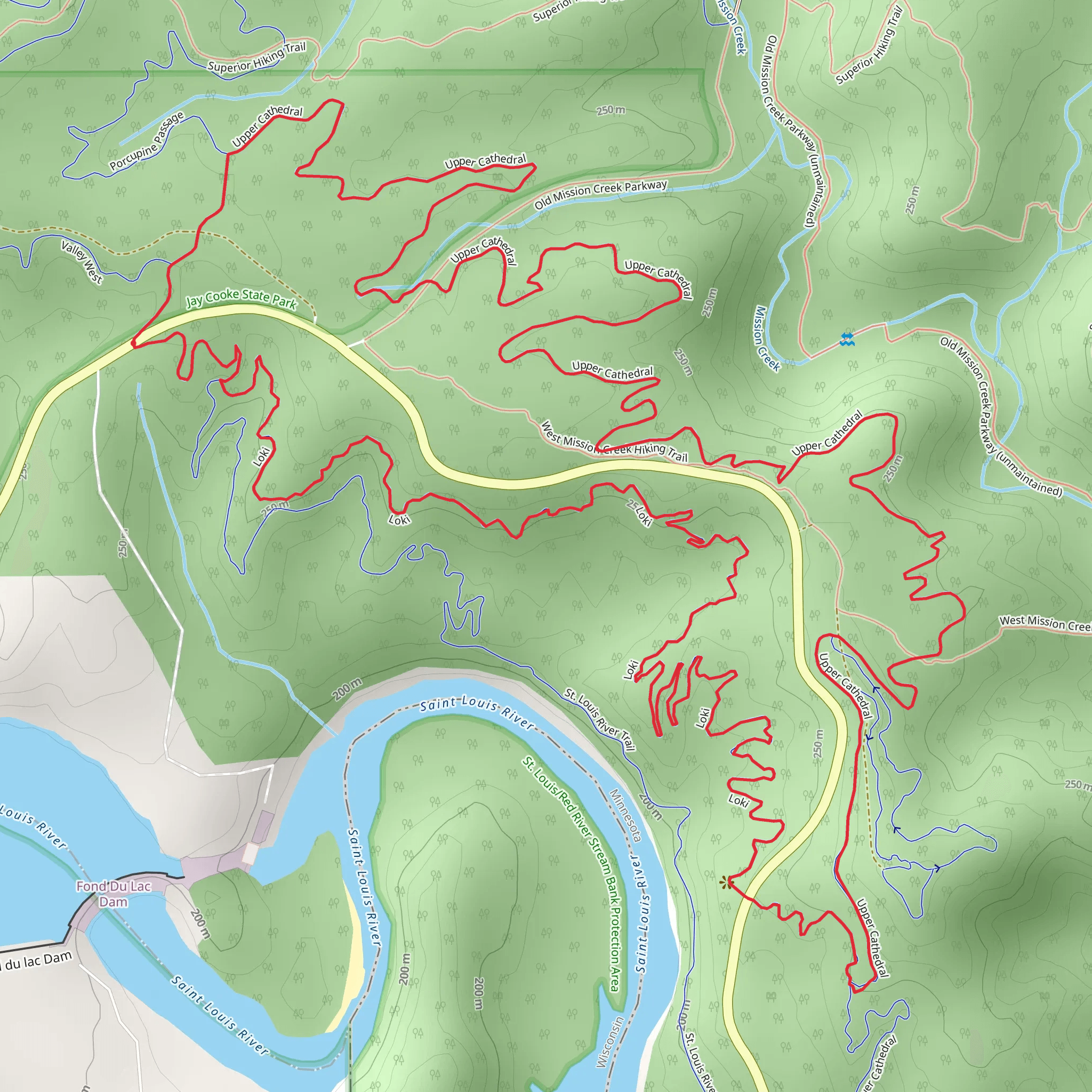 Lower Cathedral and Loki Loop mobile static map