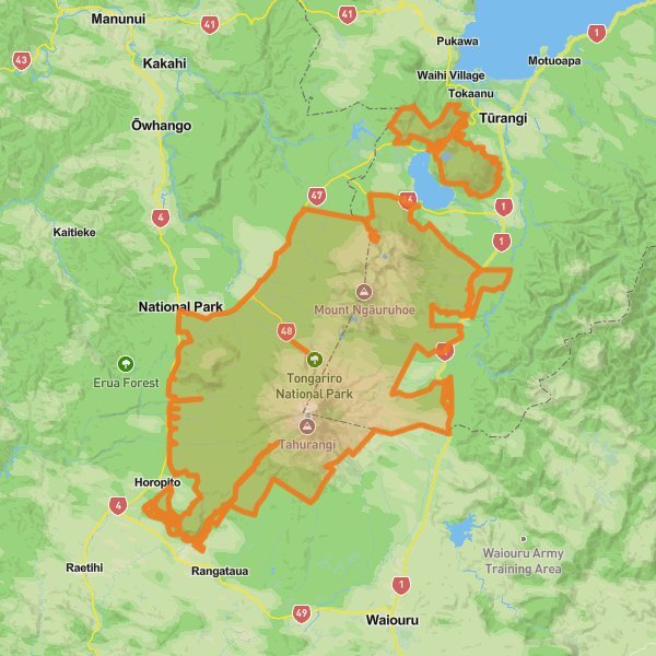 Tongariro National Park mobile static map