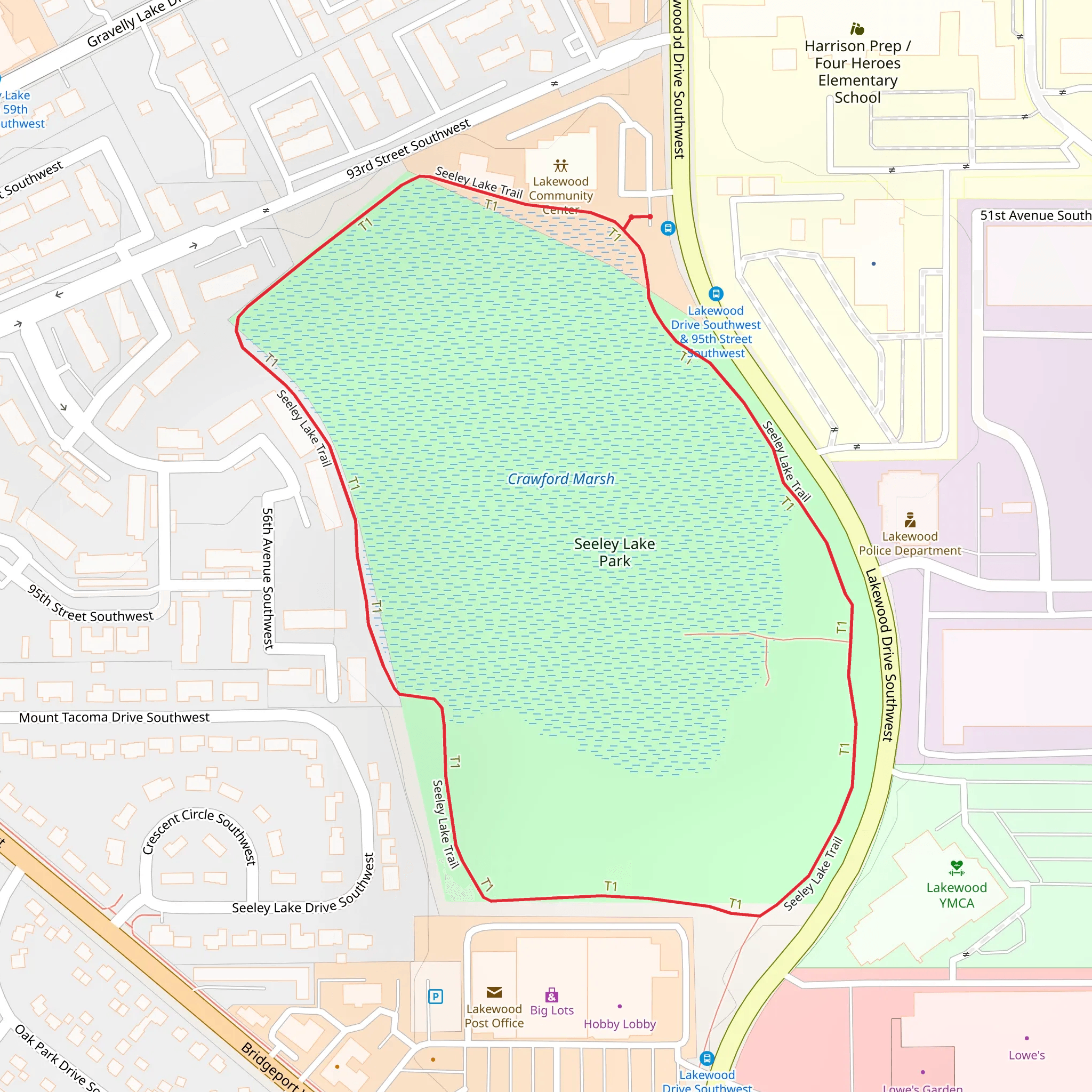 Seeley Lake Park Loop mobile static map