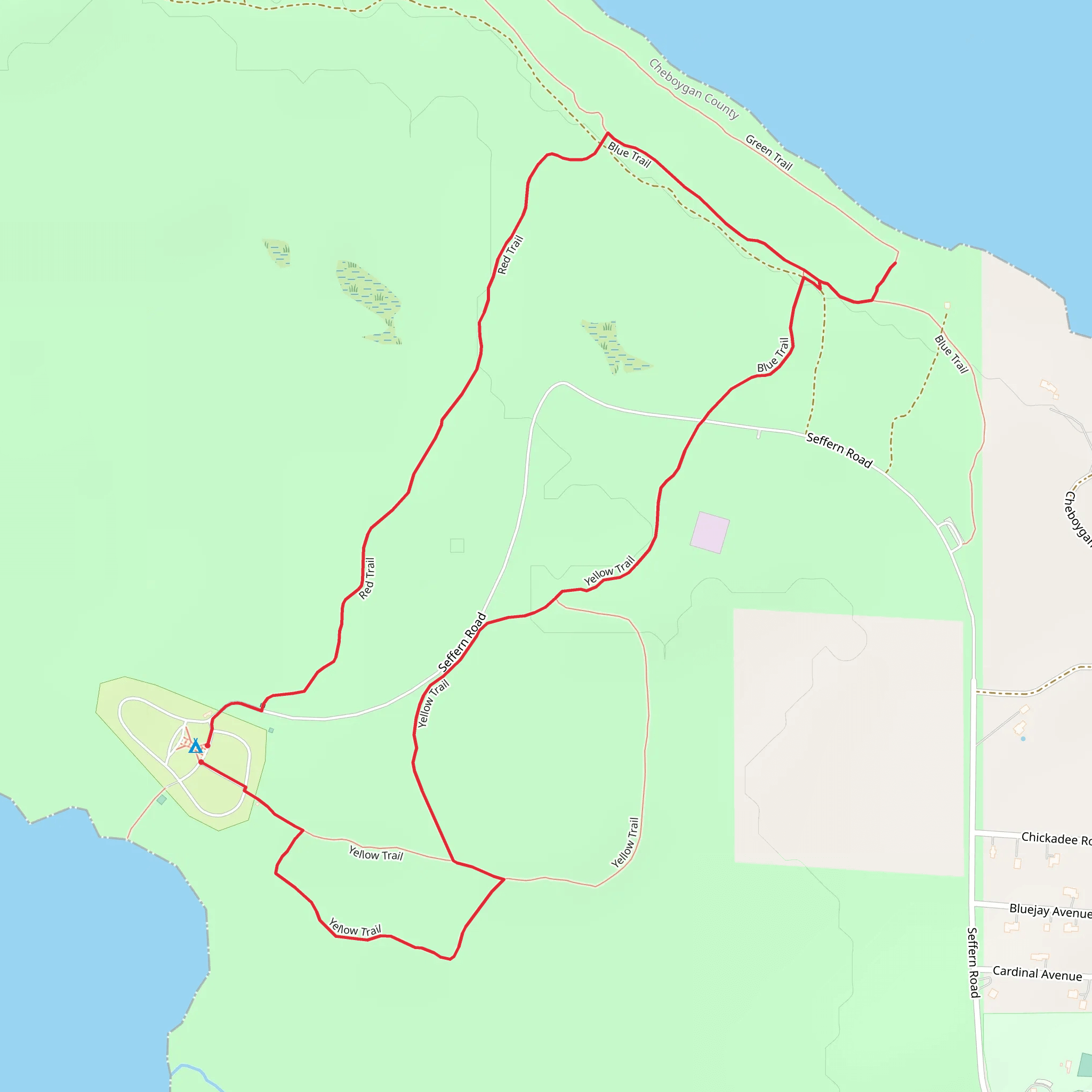 Red, Blue and Yellow Loop Trail mobile static map