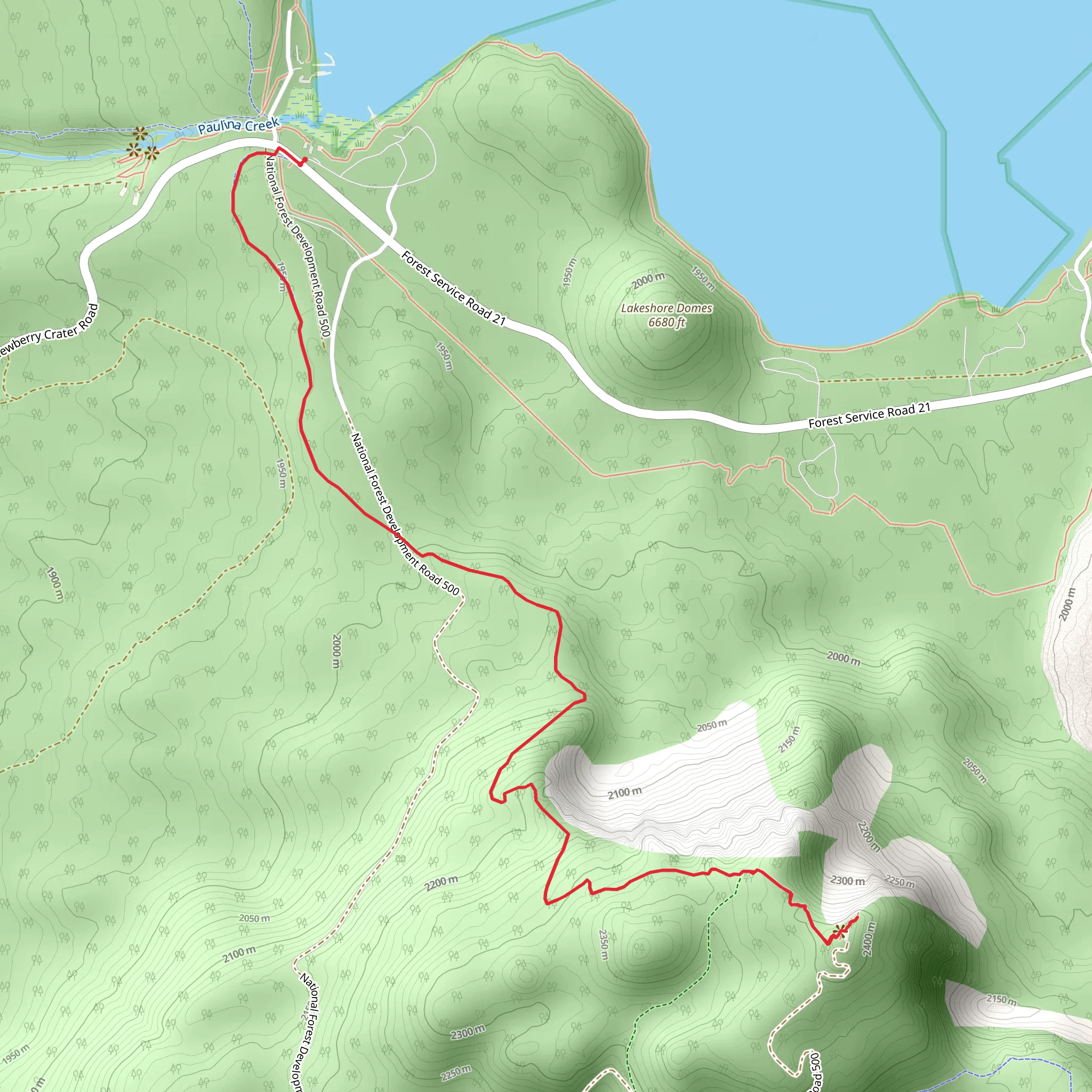 Paulina Lake to Paulina Peak mobile static map