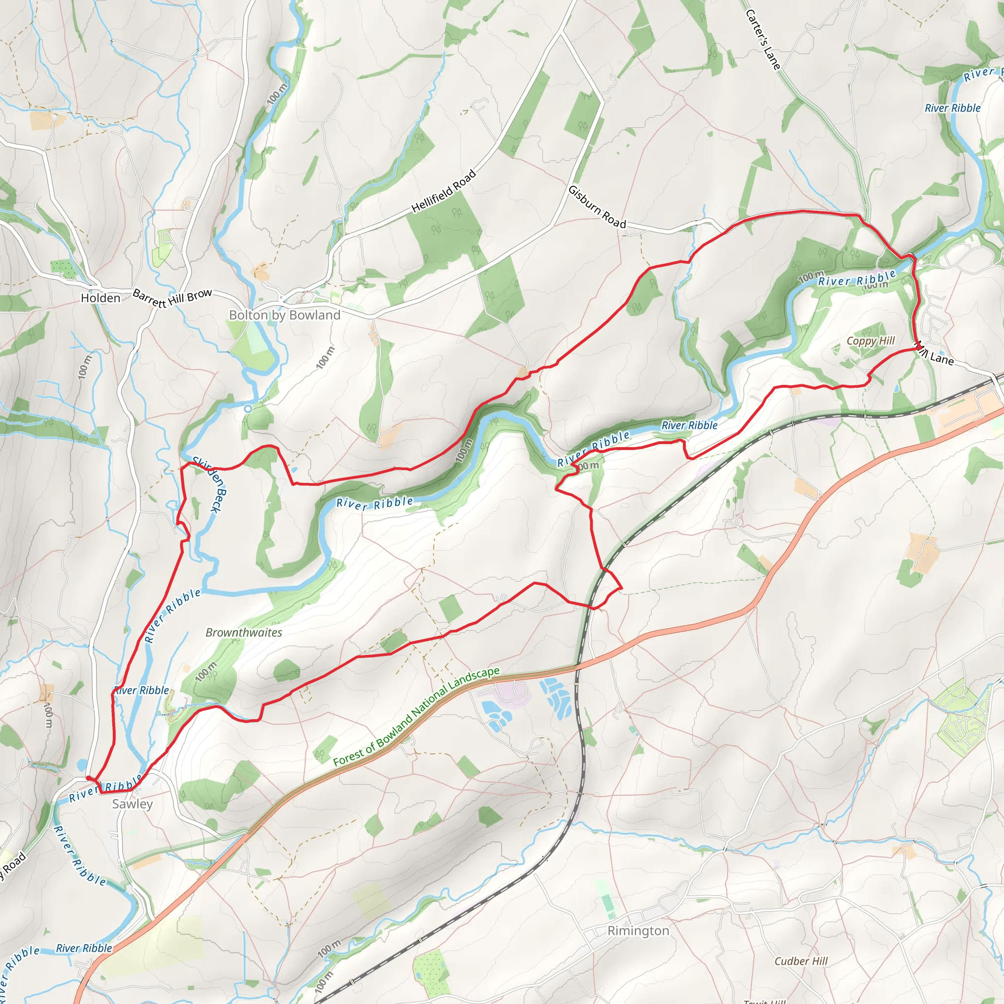 The Ribble Valley from Sawley mobile static map