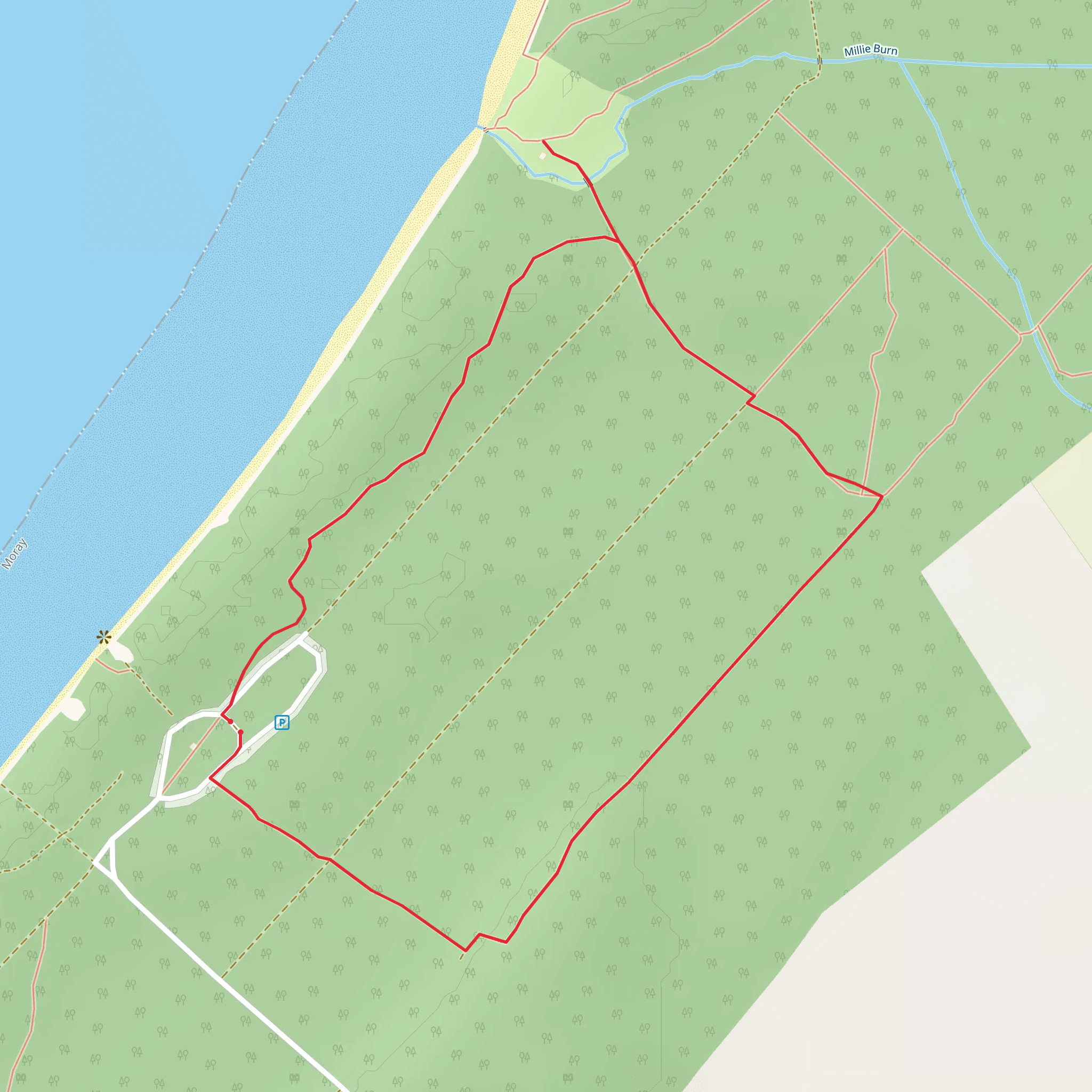 Millie Bothy Loop - Roseisle Country Park mobile static map