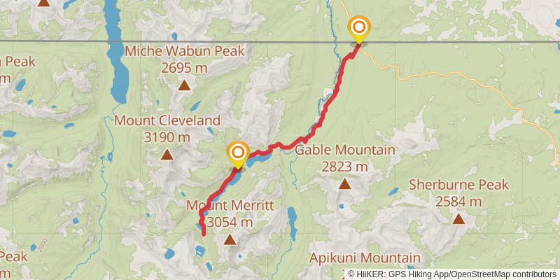 Cosley Lake, Glenns Lake and Mokowanis Lake via Stoney Indian Pass and Belly River Trail stage 3 Map