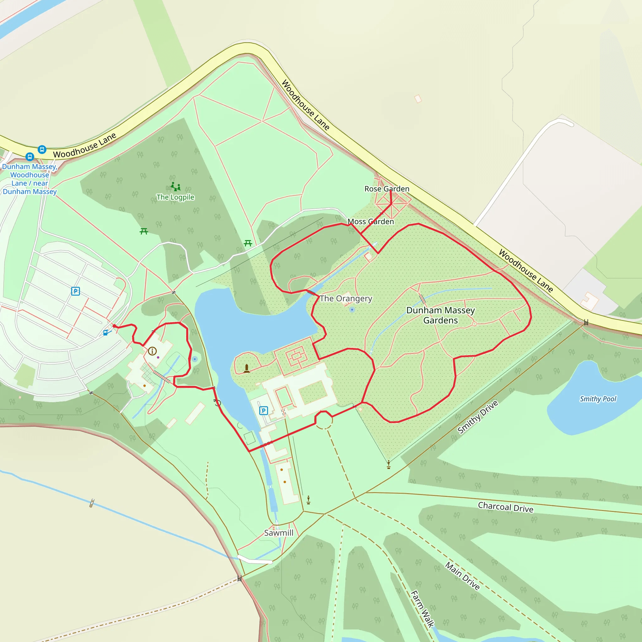 Dunham Massey Gardens Loop mobile static map