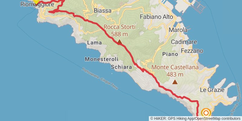 Cinque Terre Coastal Trail stage 2 Map