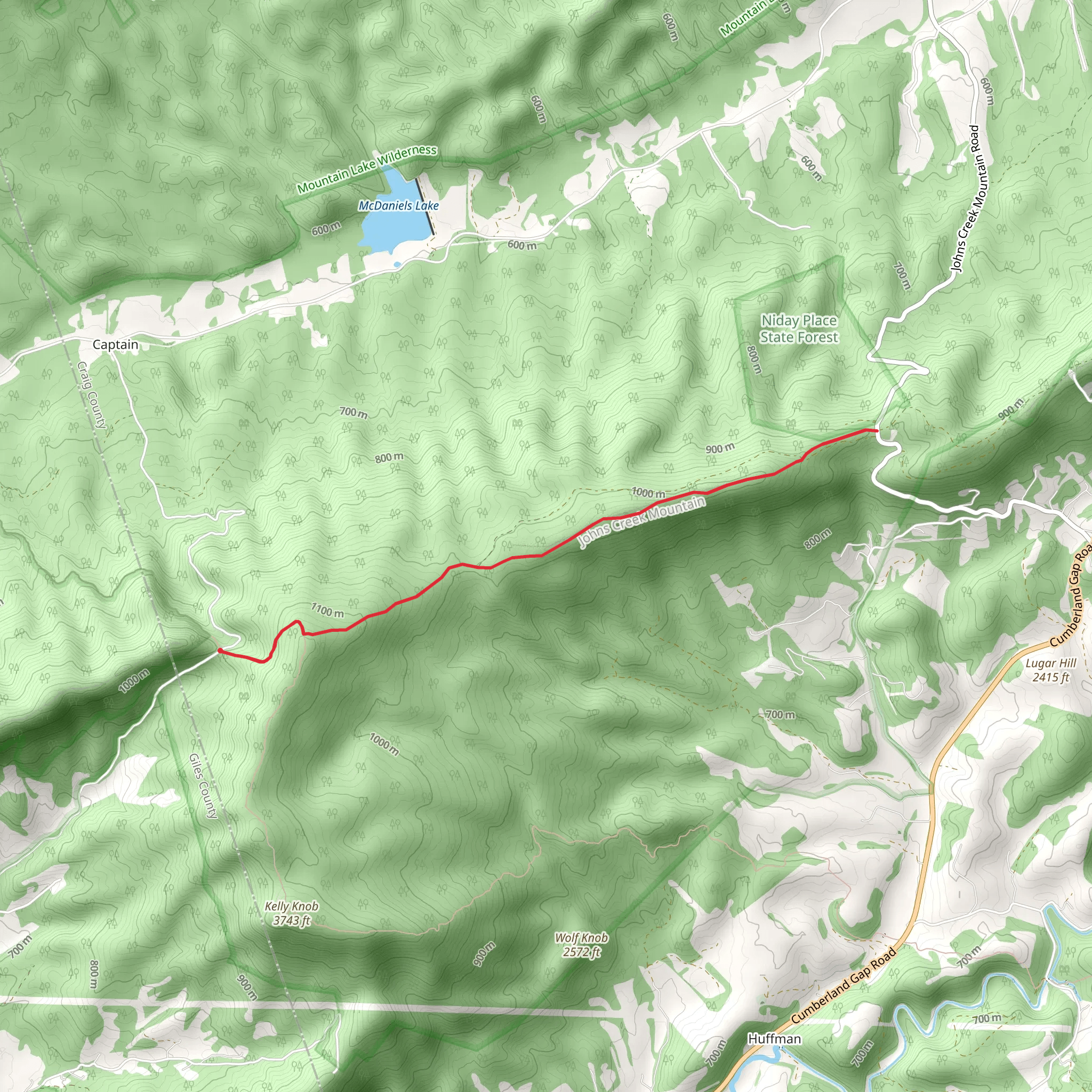 Johns Creek Mountain Trail mobile static map