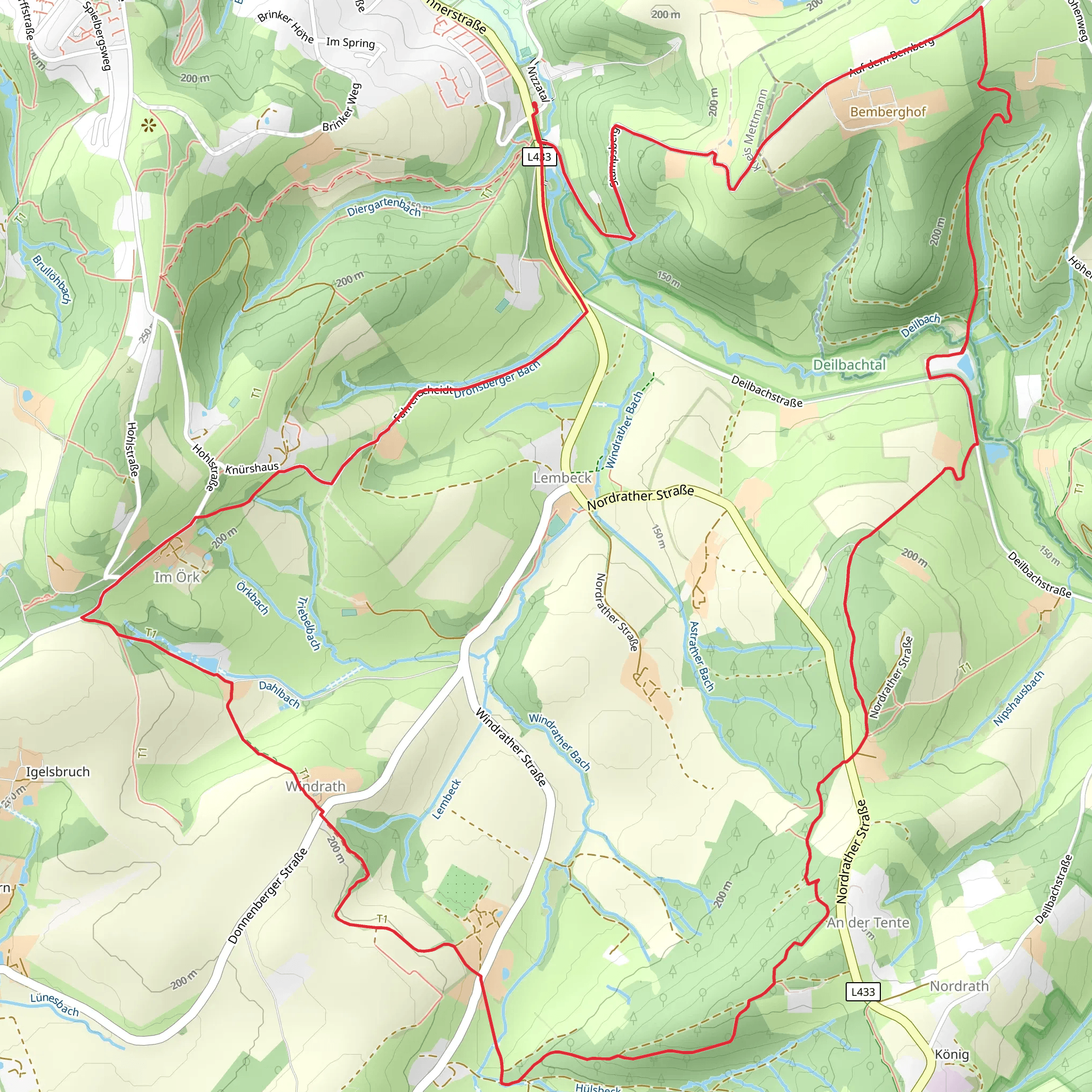 Hardenberger Weg and Neanderland Steig mobile static map
