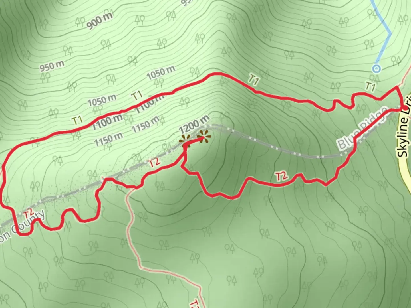 An image depicting the trail Hawksbill Loop and its surrounding area.