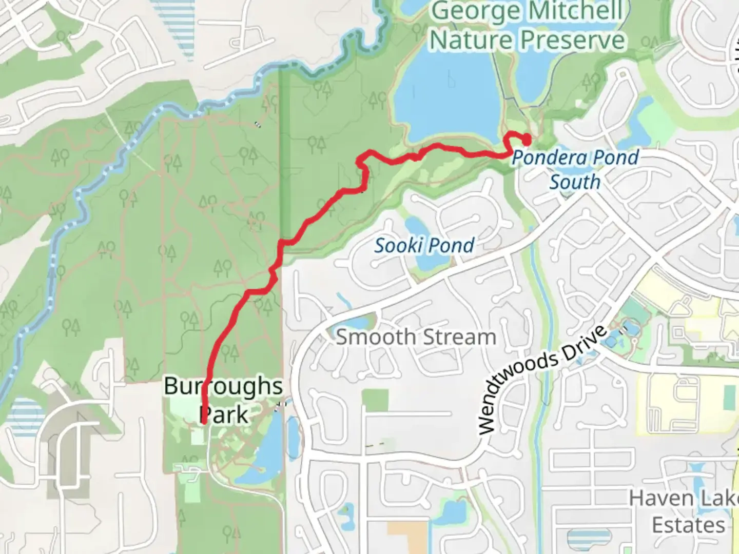 An image depicting the trail Burrough Extension and Burrough Park and its surrounding area.