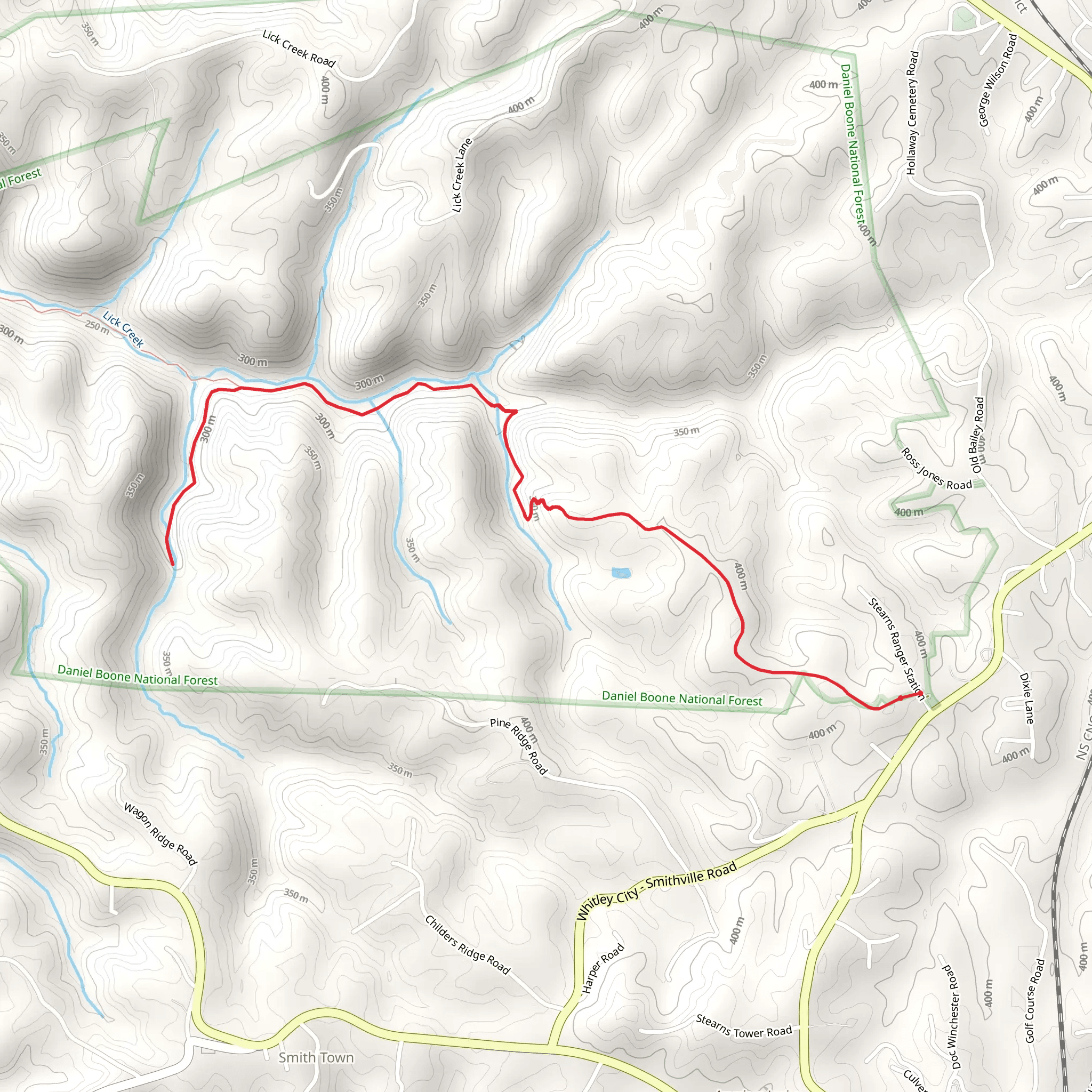 Lick Creek Falls Trail mobile static map