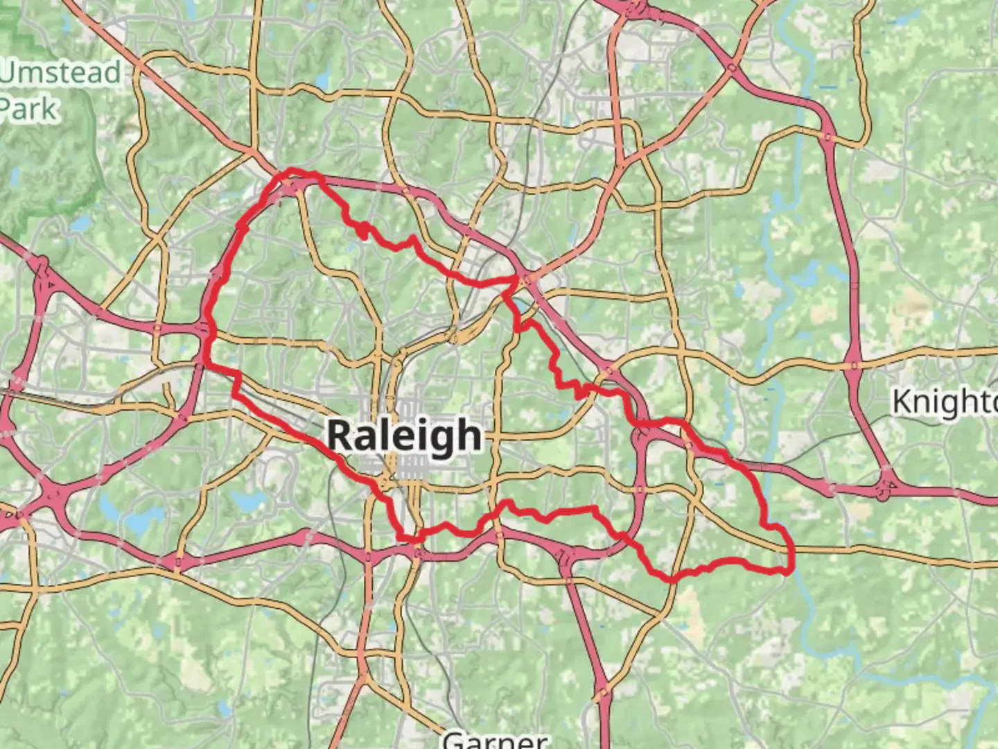 An image depicting the trail Crabtree Creek Trail, Walnut Creek Greenway and Reedy Creek Greenway Loop and its surrounding area.
